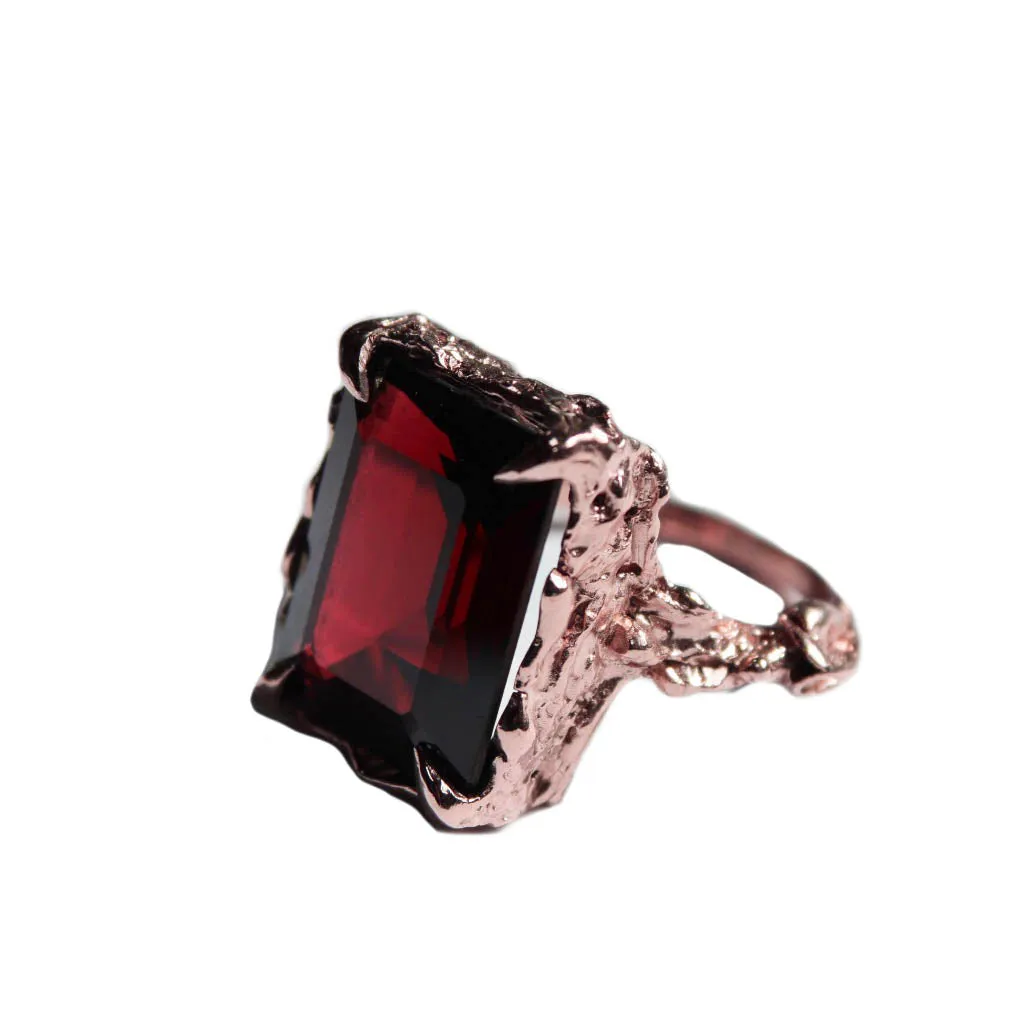 Gold Garnet Cocktail Ring