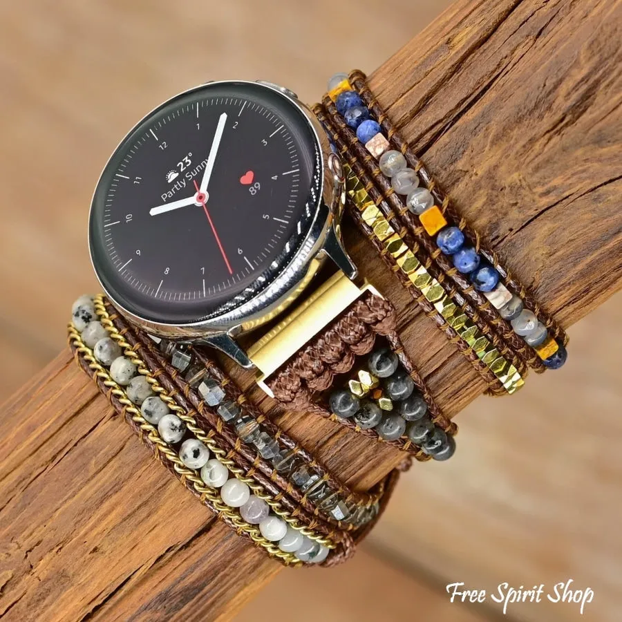 Google Pixel Watch Strap With Natural Labradorite Beads