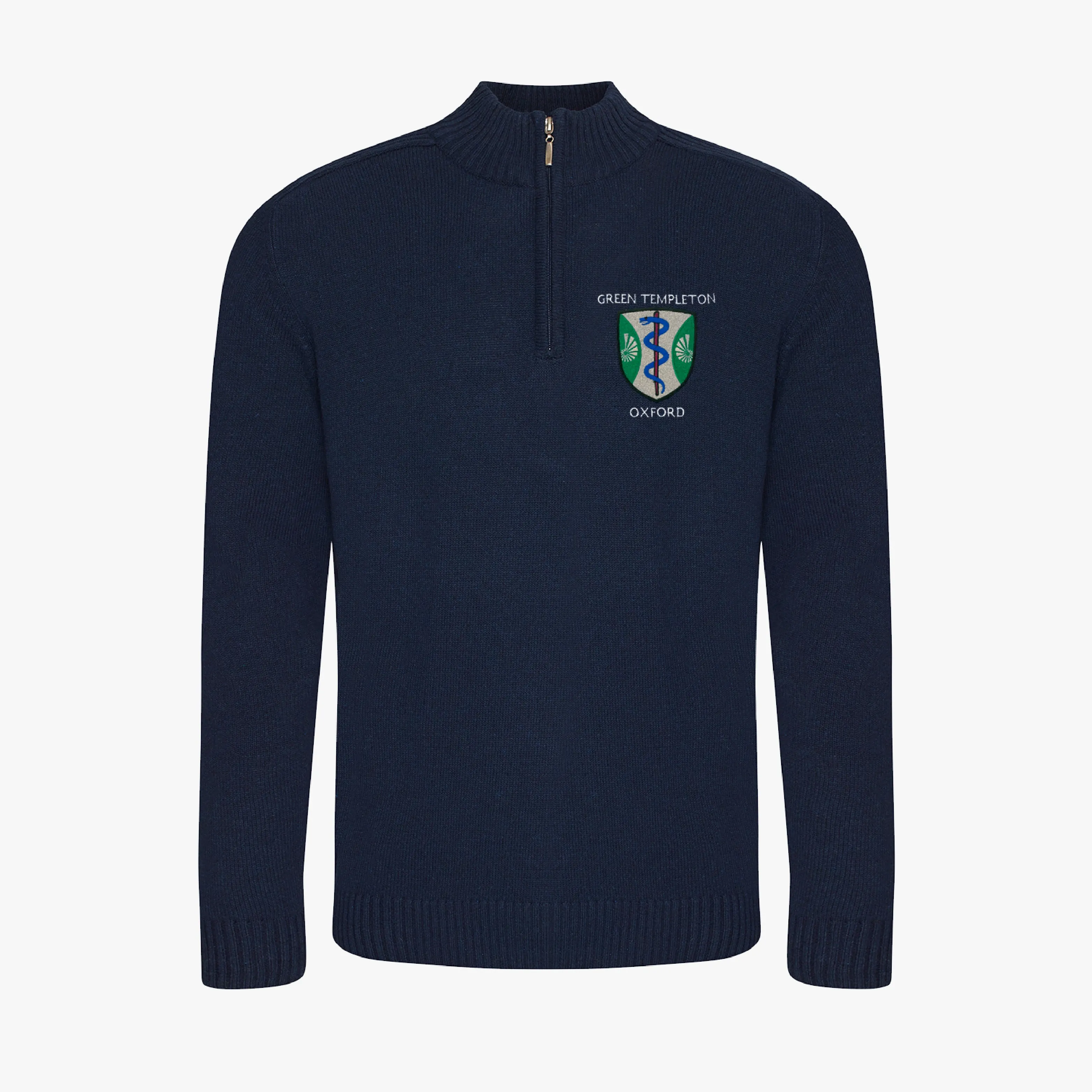 Green Templeton College Regenerated Cotton 1/4 Zip Sweater