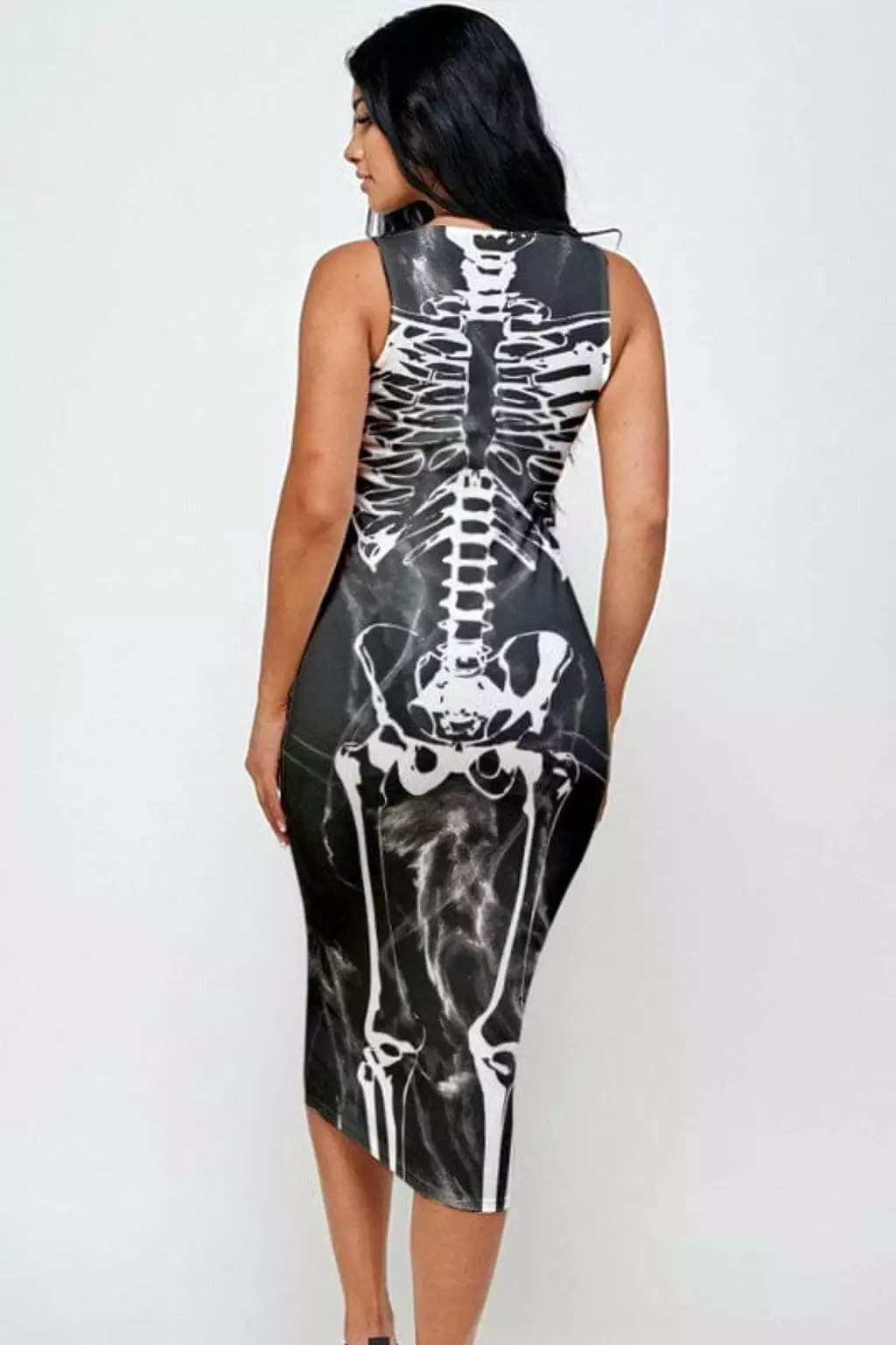 Halloween skeleton print Midi dress