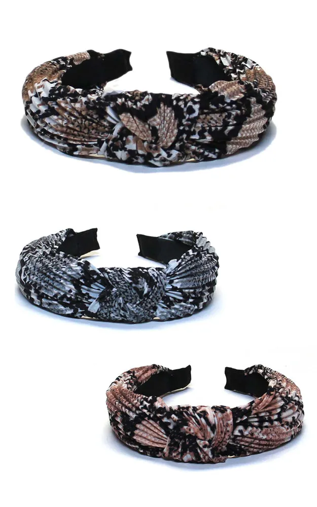 HB1C58 Animal Printed Twist Headband 12pcs Pack