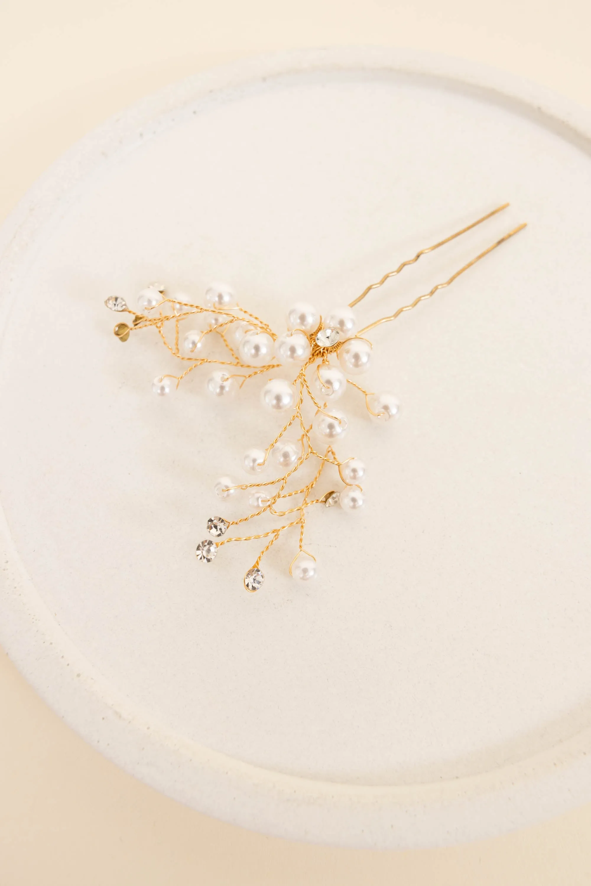 Held with Pearls Hair Clip, Gold