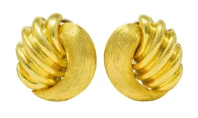 Henry Dunay Vintage 18 Karat Gold Brushed Sabi Contrast Ear-Clip Earrings