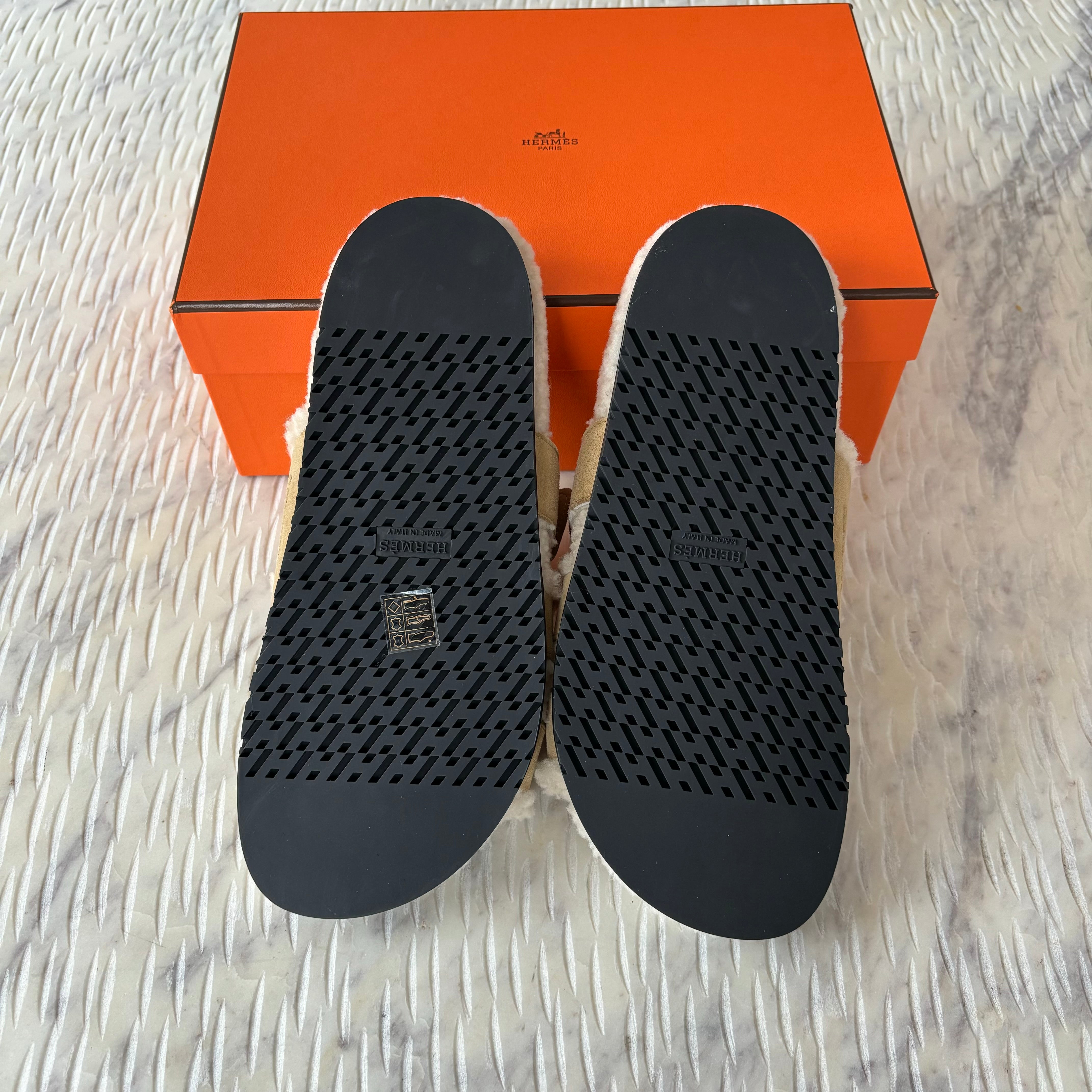 Hermes Chypre Shearling Sandals