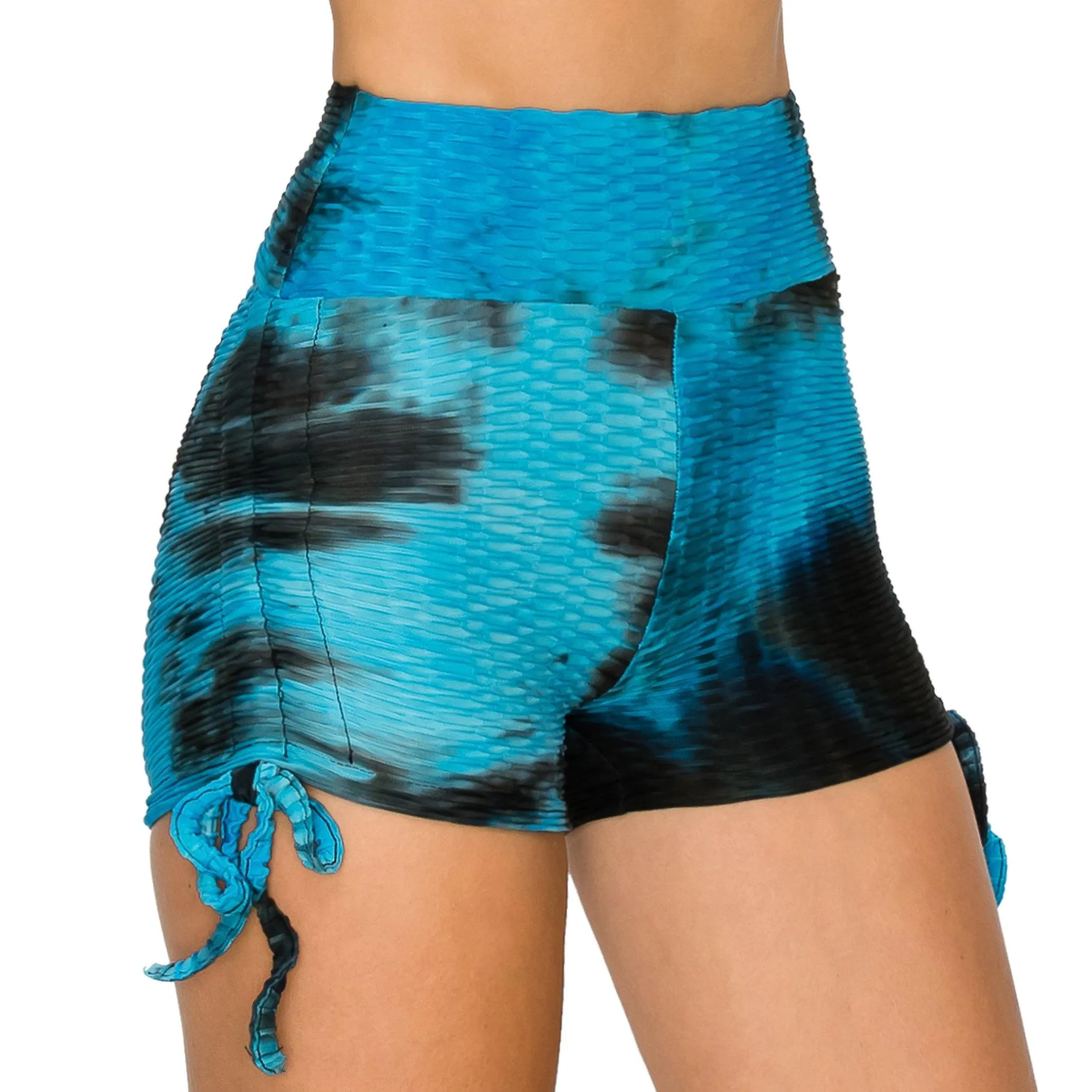 High Waisted Tie Dye Booty Self-Tie Shorts