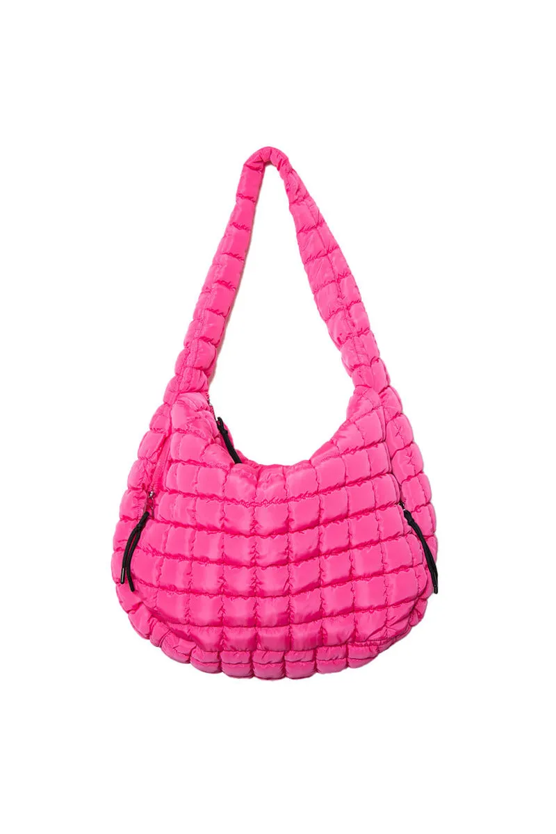 Hot Pink Quilted Puffer Tote