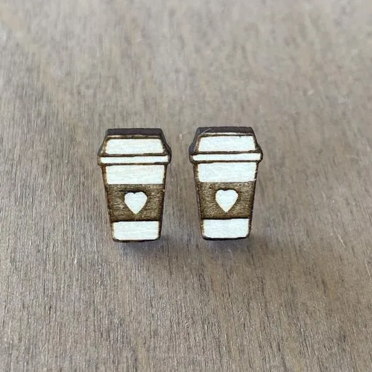 I Love Coffee Stud Earrings