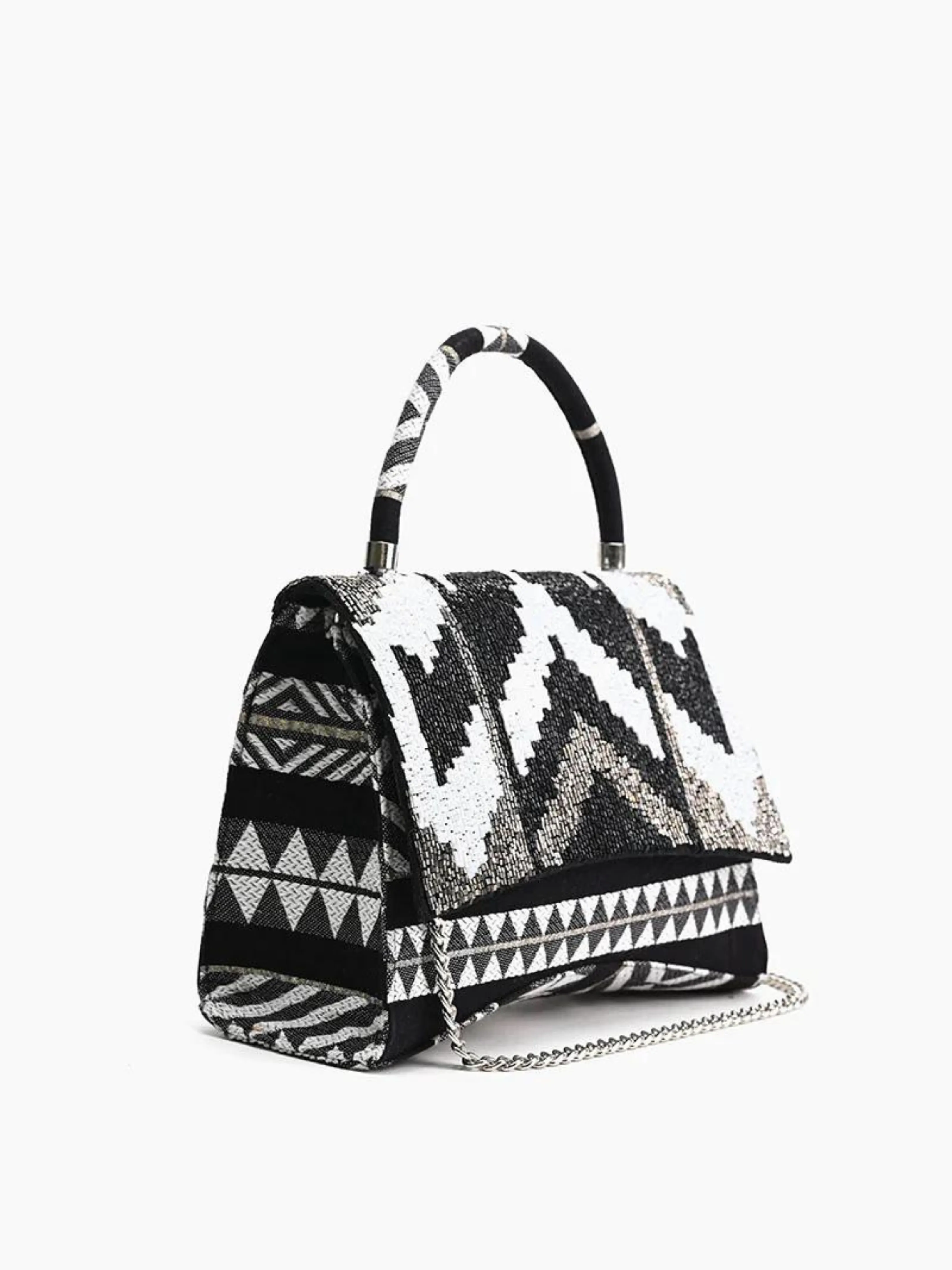 Ikat Noir Elegance Handle Bag