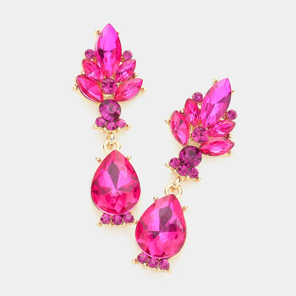 iLLASPARKZ Marquise Glass Crystal Teardrop Dangle Evening Earrings