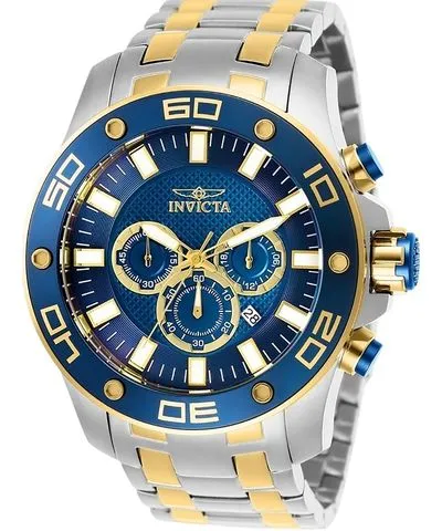 Invicta Pro Diver Scuba Chronograph Two Tone Stainless Steel Blue Dial Quartz 26082 100M Men's Watch