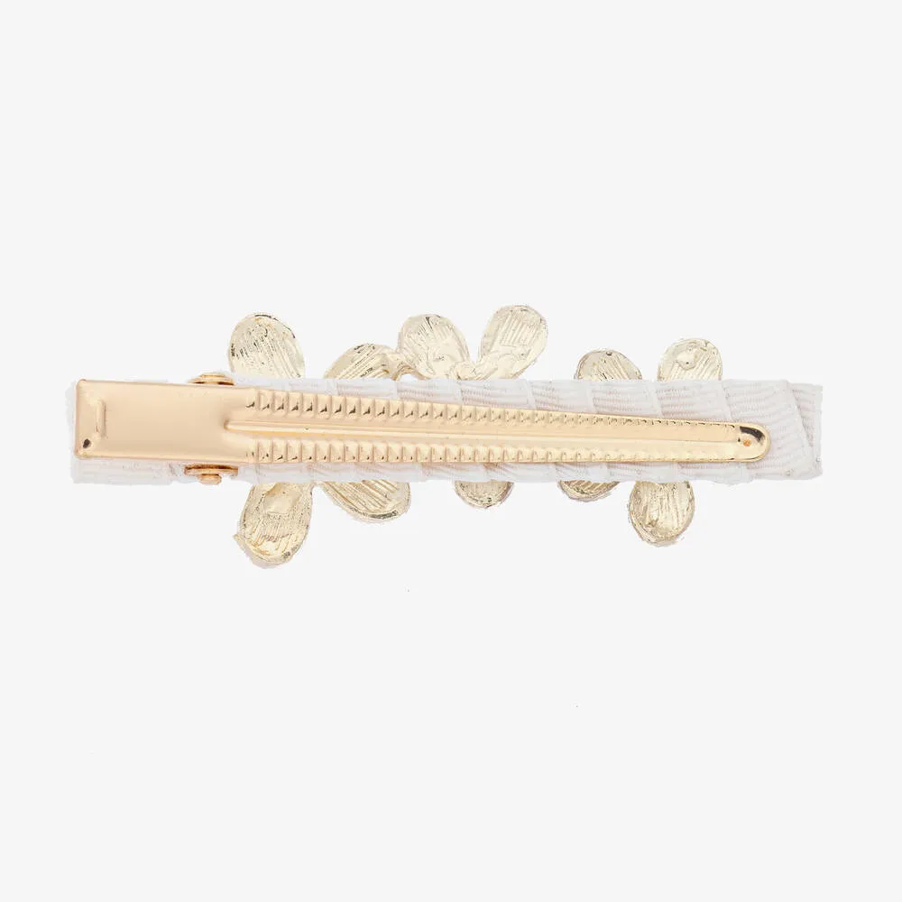 Ivory Crystal & Pearl Hair Clip (9cm)