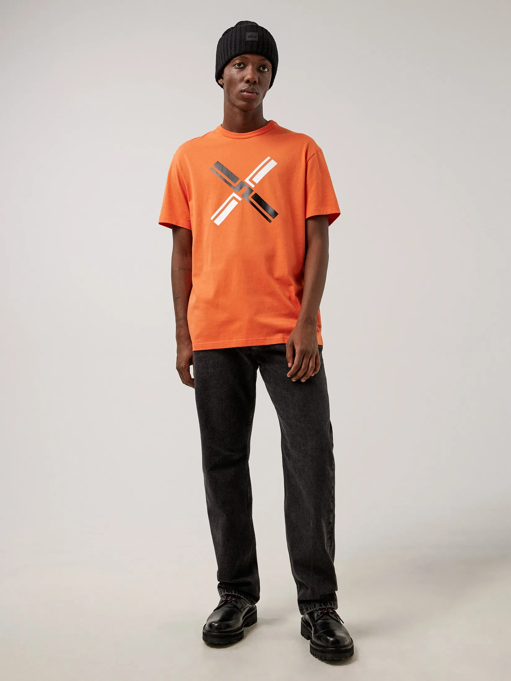 J.Lindeberg Mens Jamie Logo T-Shirt - CIRCLE ORANGE