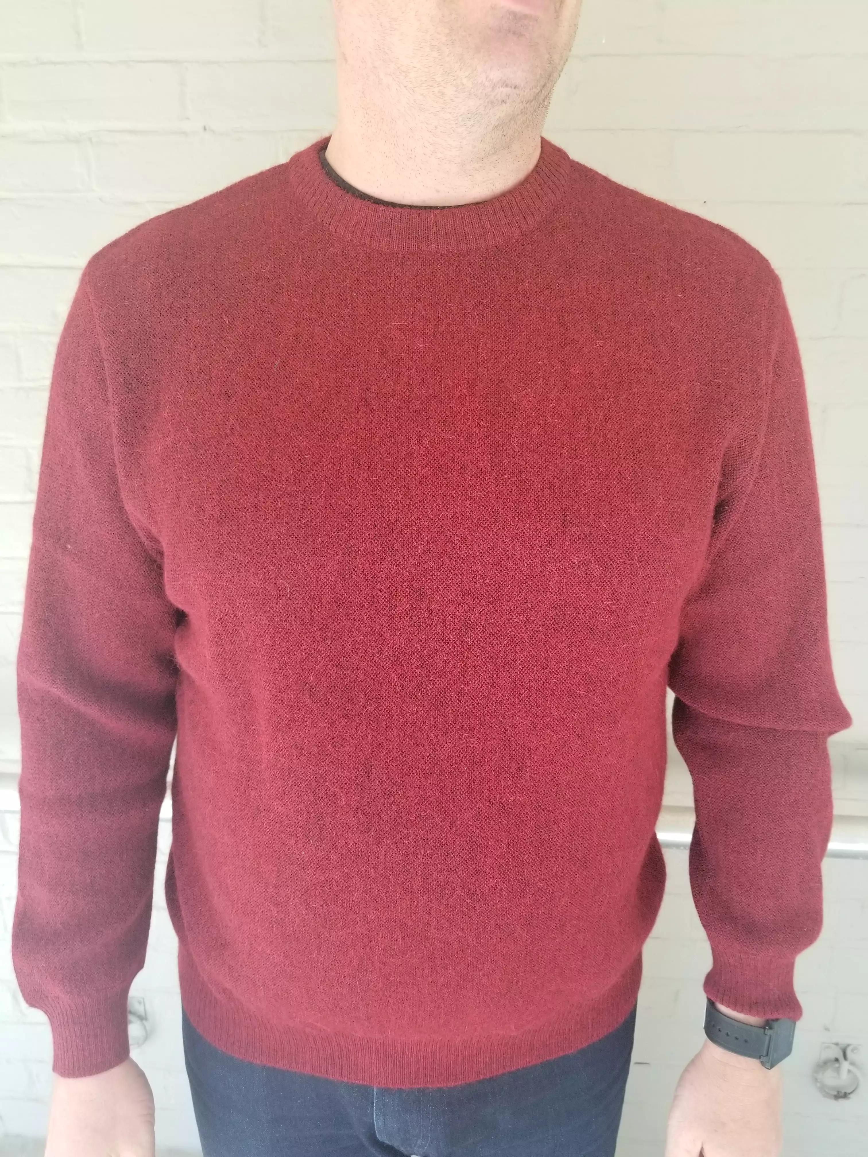 Jonathan MacIntosh Crew Neck Alpaca Sweater PS277 Burgundy