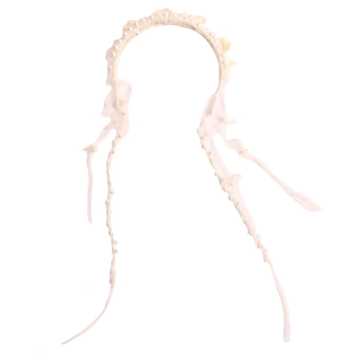 Kids Tia Cibani Brittany Beaded Tassel Crown Headband - Opal Cream