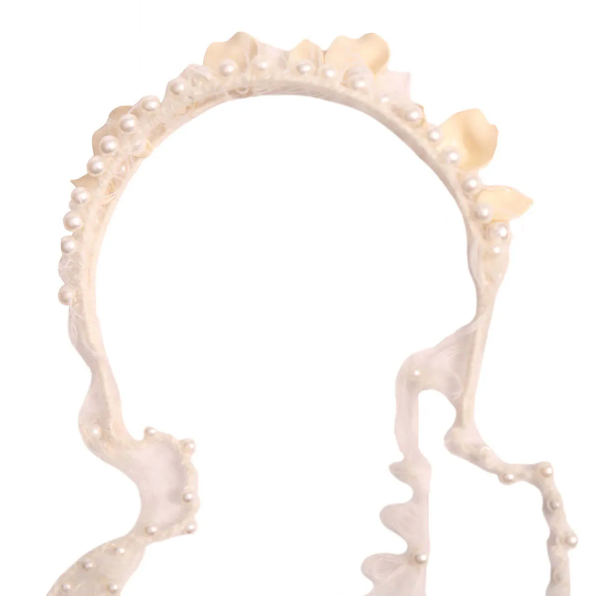 Kids Tia Cibani Brittany Beaded Tassel Crown Headband - Opal Cream