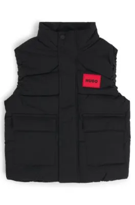 Kids' puffer gilet with red logo label