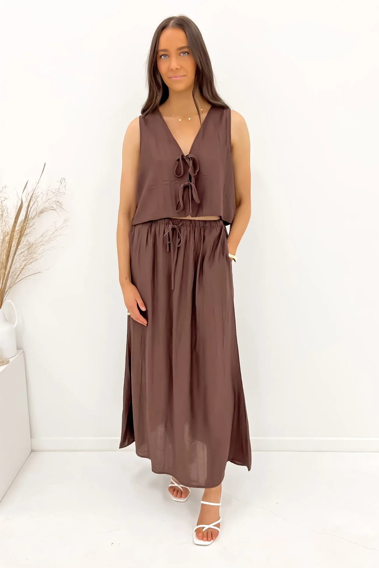 Lachlan Maxi Skirt Brown