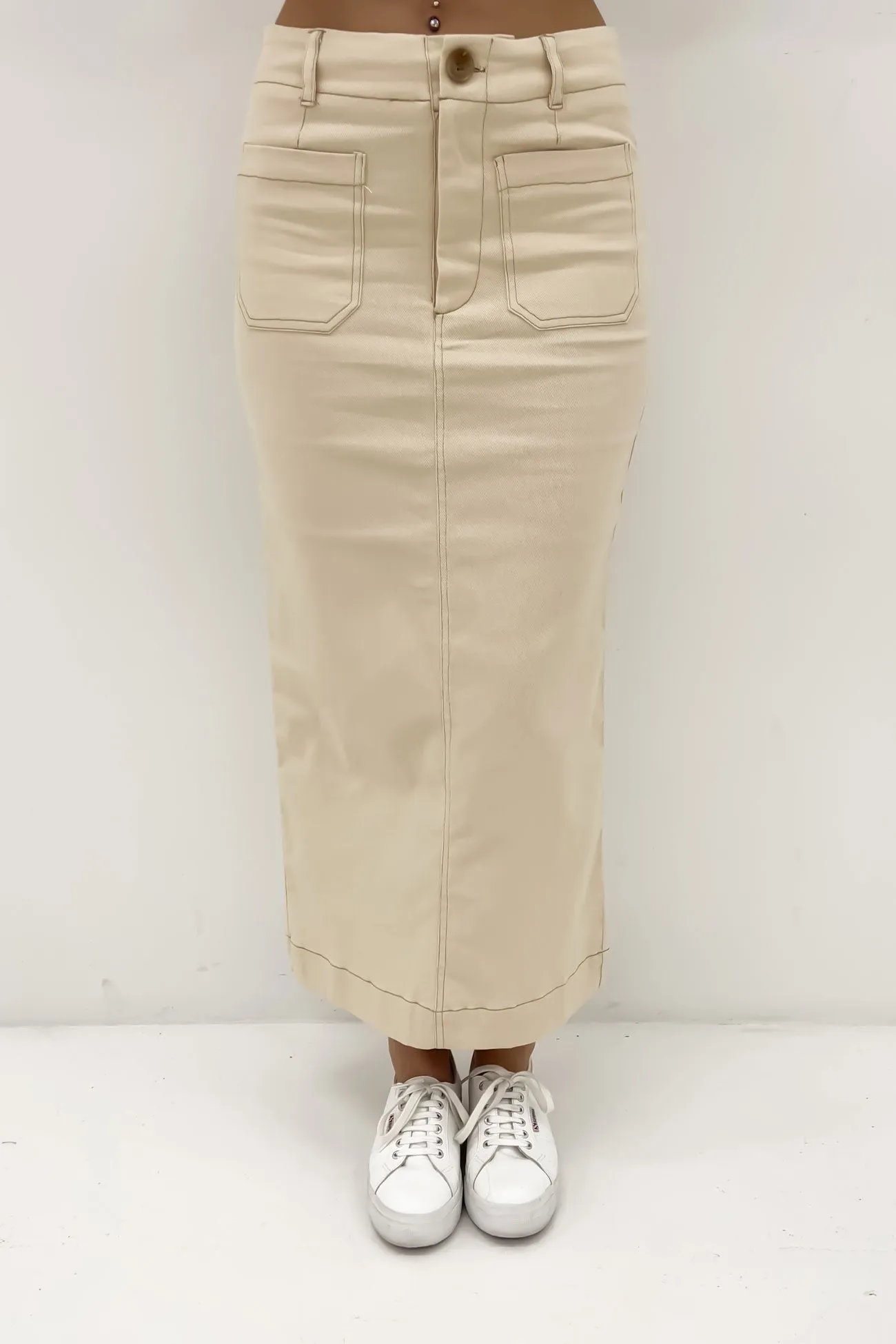 Lindsey Midi Skirt Beige