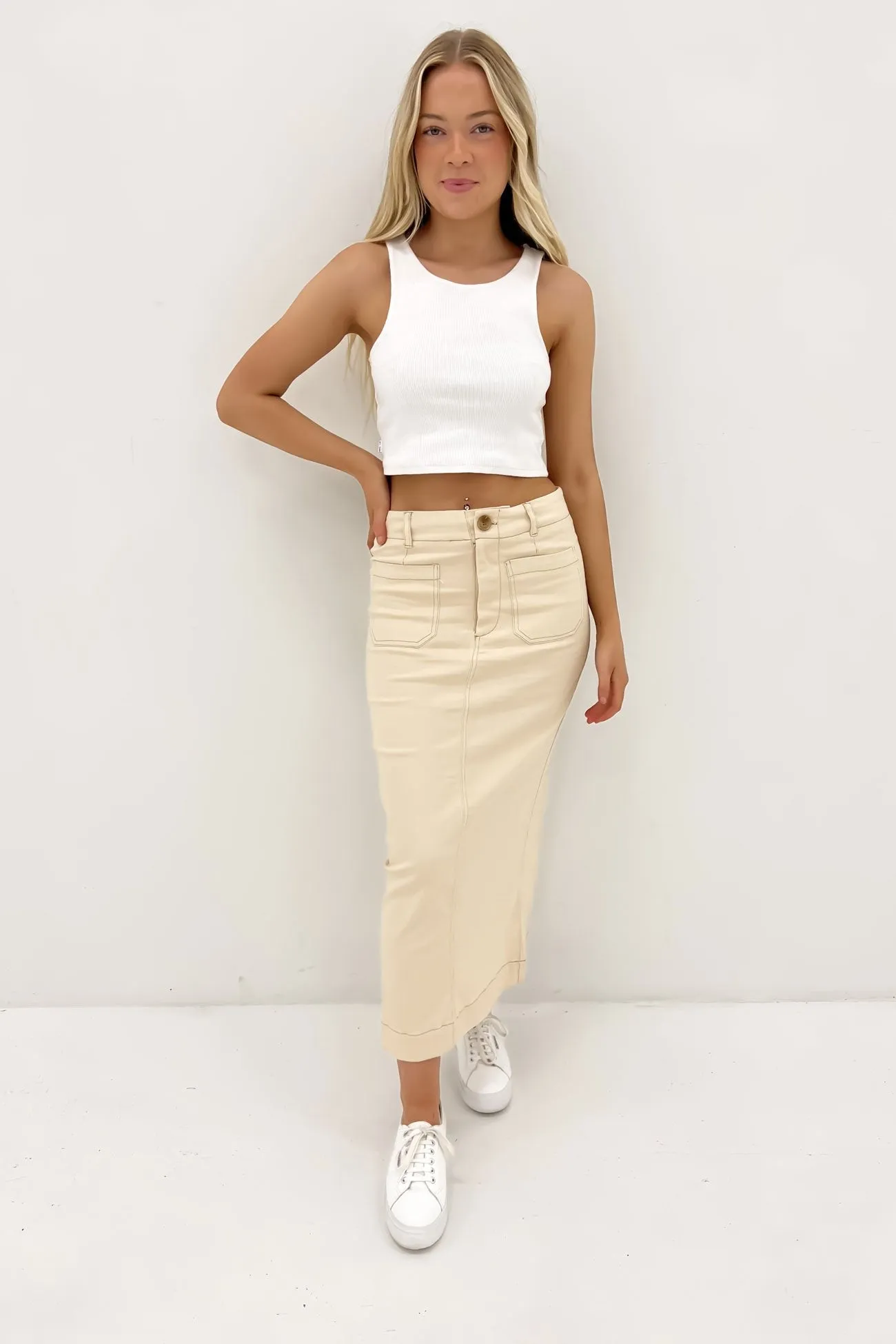 Lindsey Midi Skirt Beige