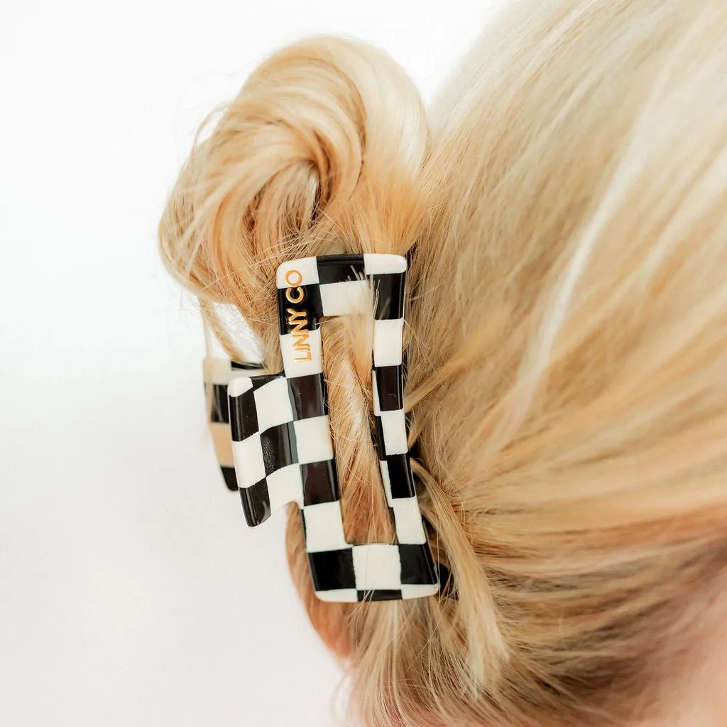 Linny Co | Kimmy Hair Clip in Black and White Checker