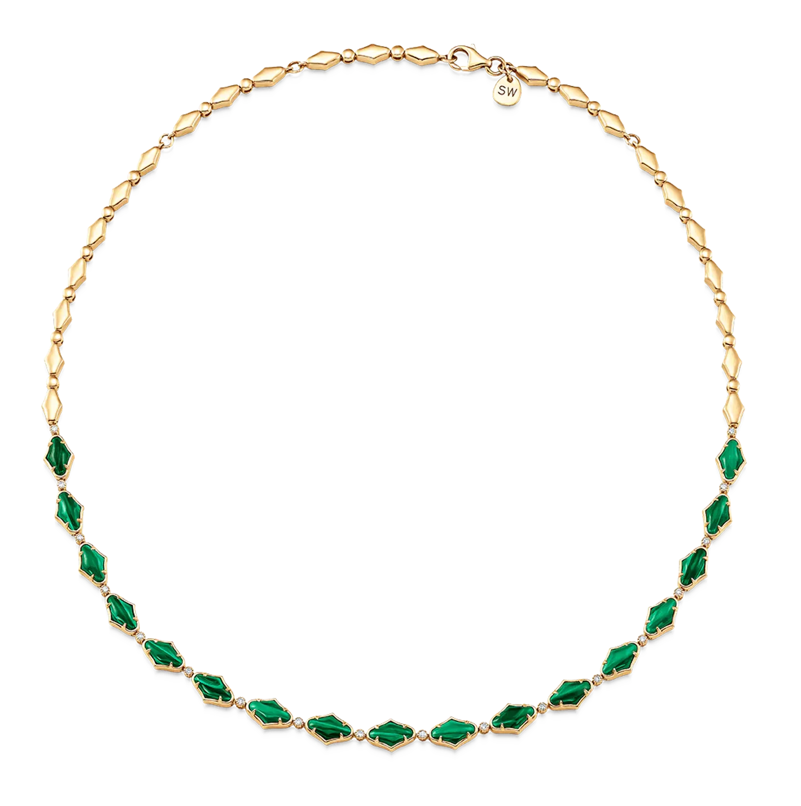 Lucia Malachite and Gold Choker Necklace