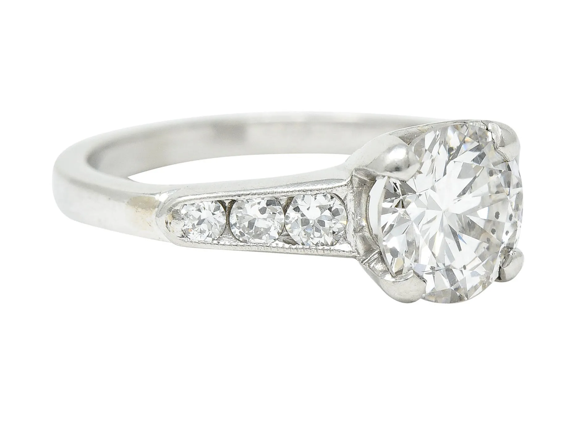 Mid-Century 1.65 CTW Diamond Platinum Engagement Ring