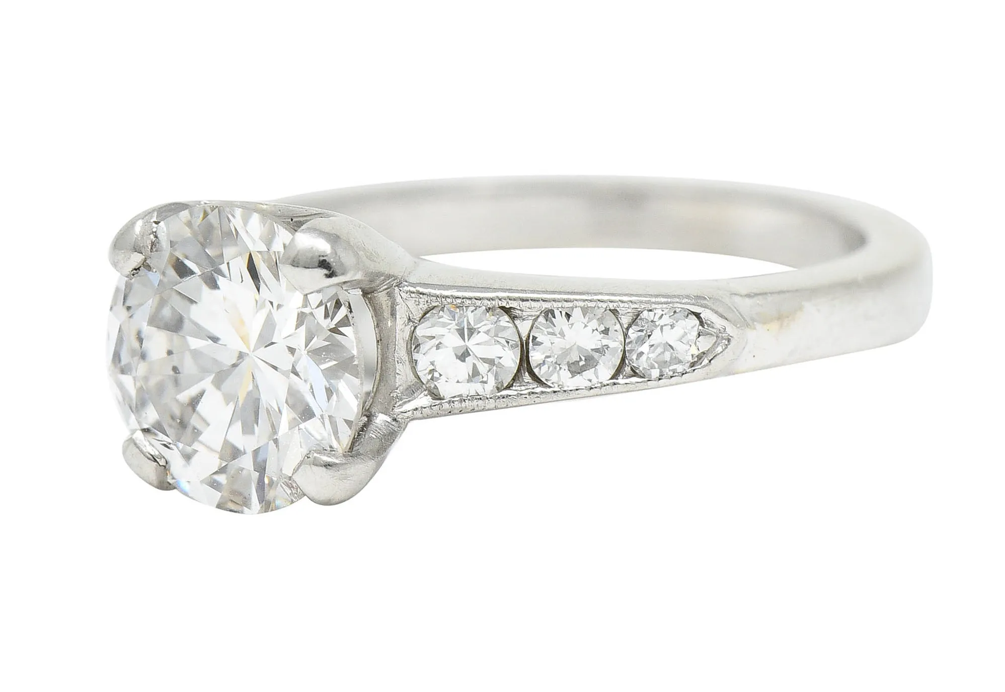 Mid-Century 1.65 CTW Diamond Platinum Engagement Ring