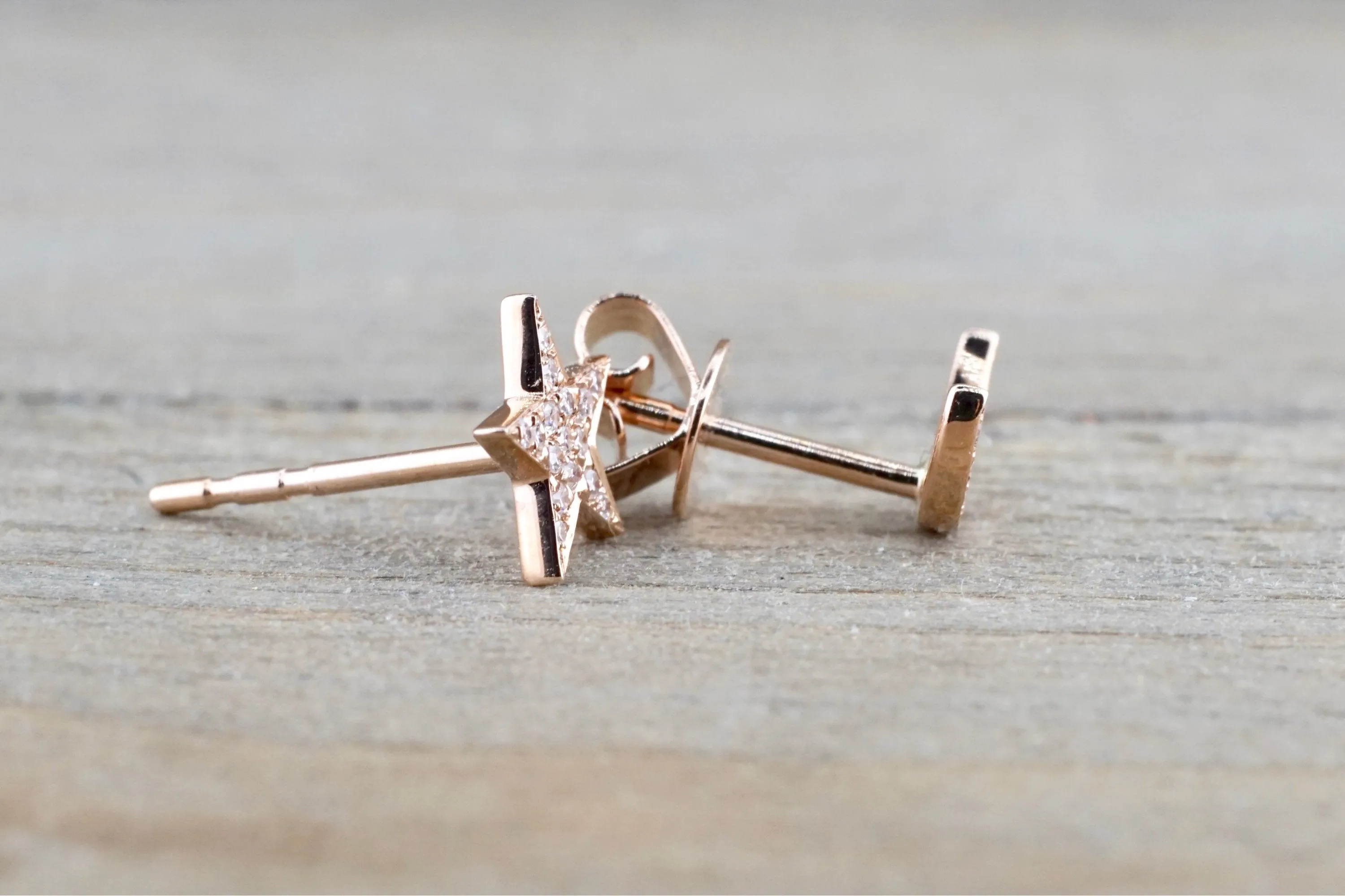 Moon and Star Micro Pave Diamond Stud Earrings