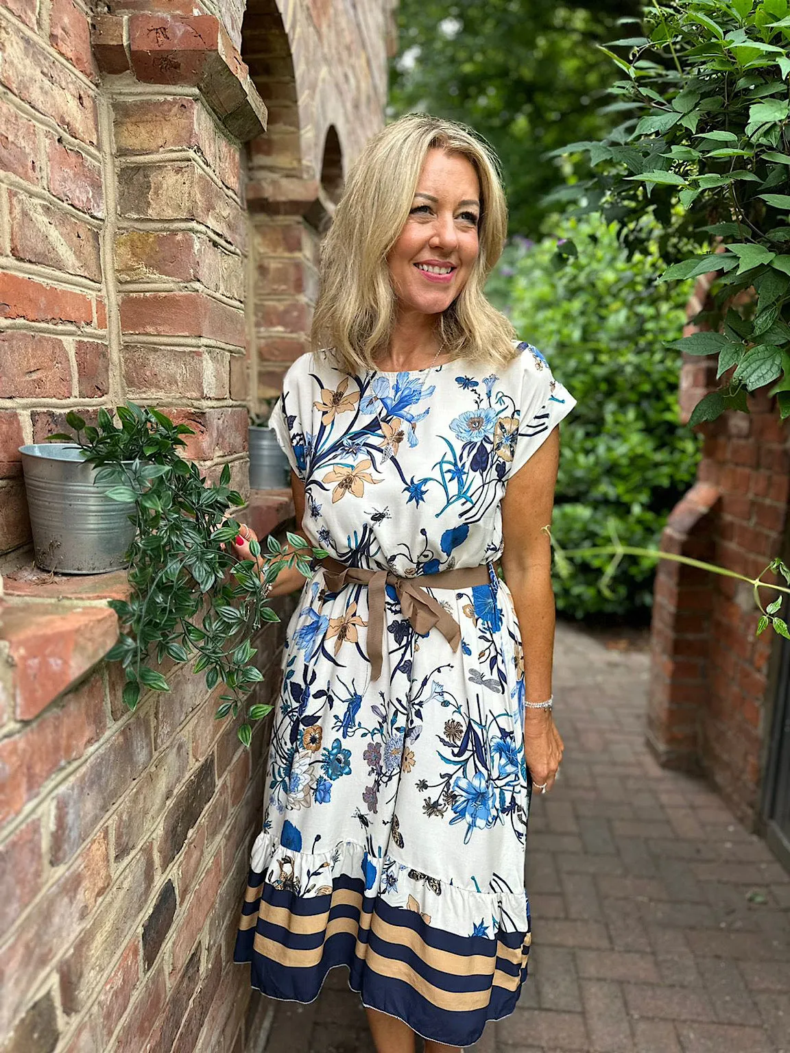 Navy Floral Tie Dress Selene