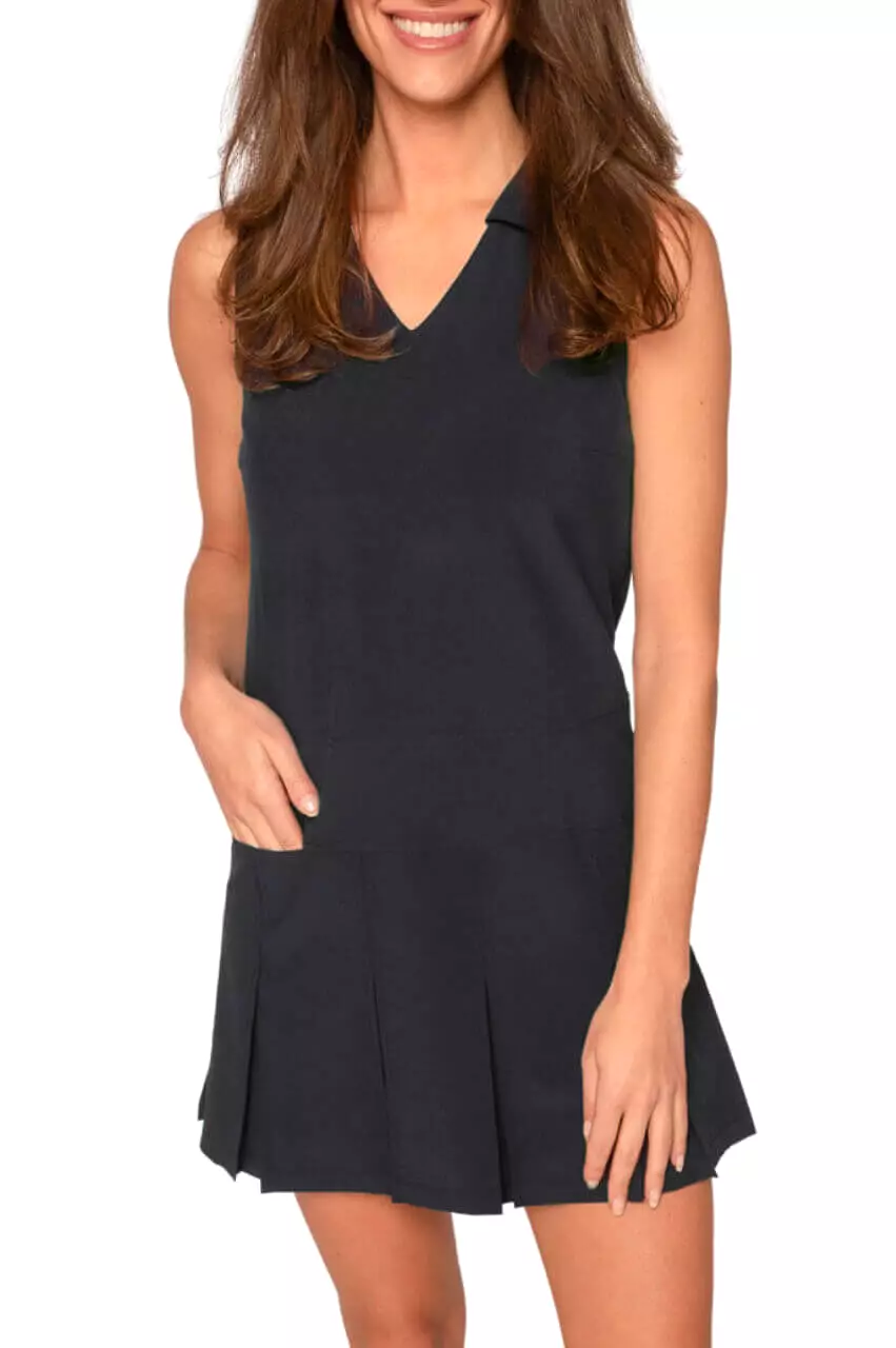 Navy Tini Time Pleated Dress