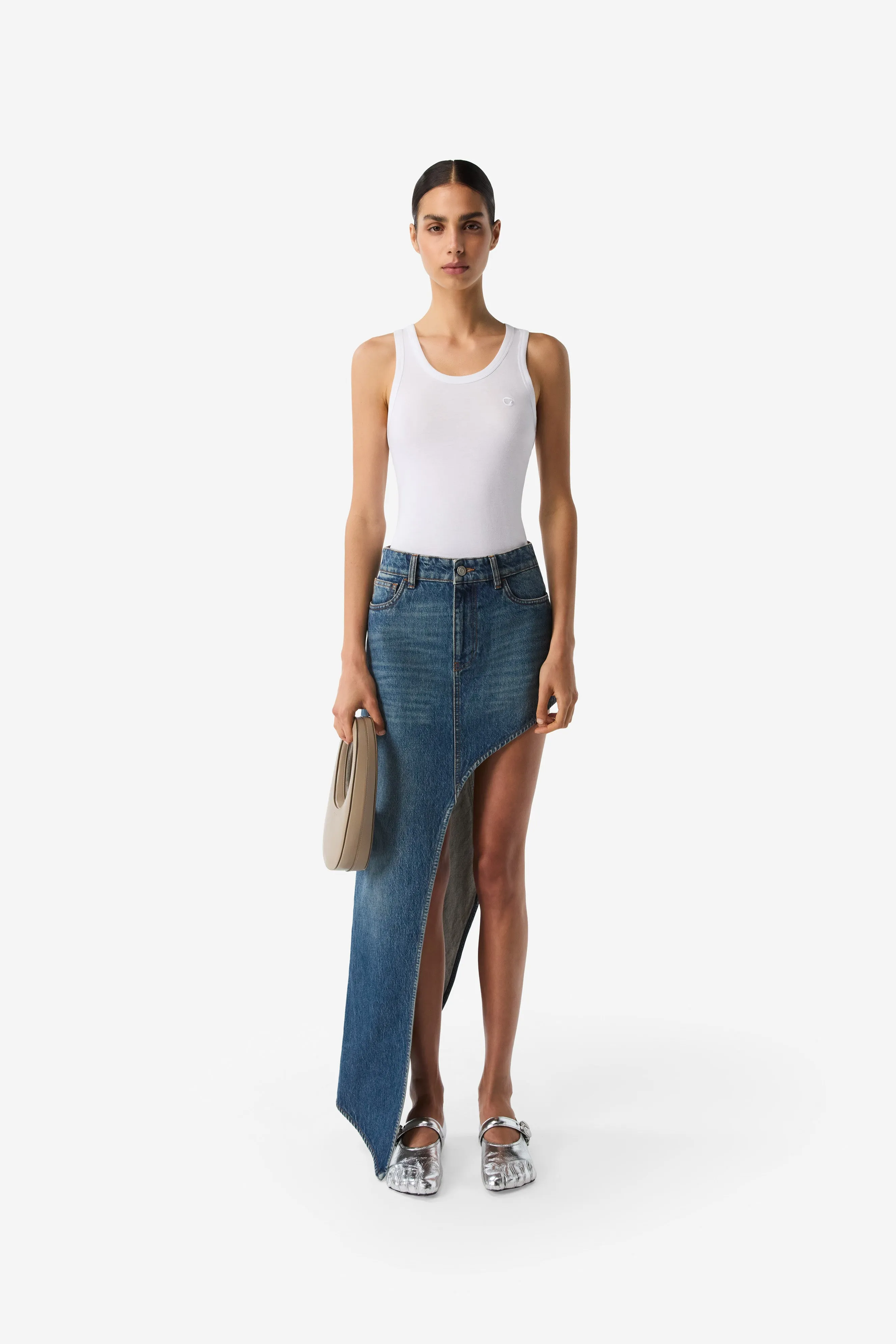 One-Leg Denim Skirt