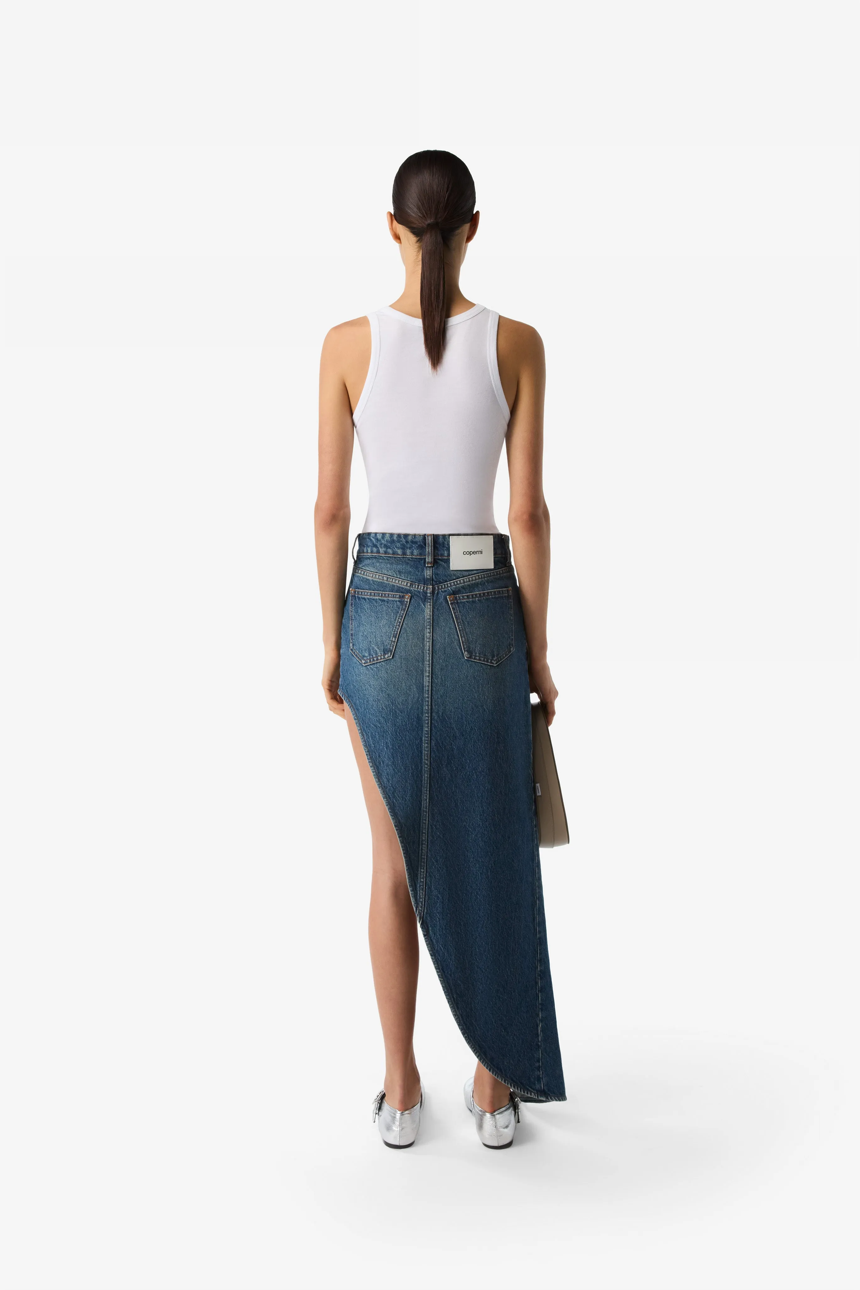 One-Leg Denim Skirt