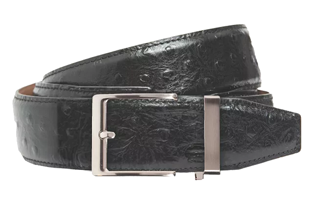 Ostrich Black, 40mm Strap, Dress Belt