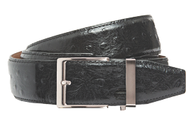 Ostrich Black, 40mm Strap, Dress Belt