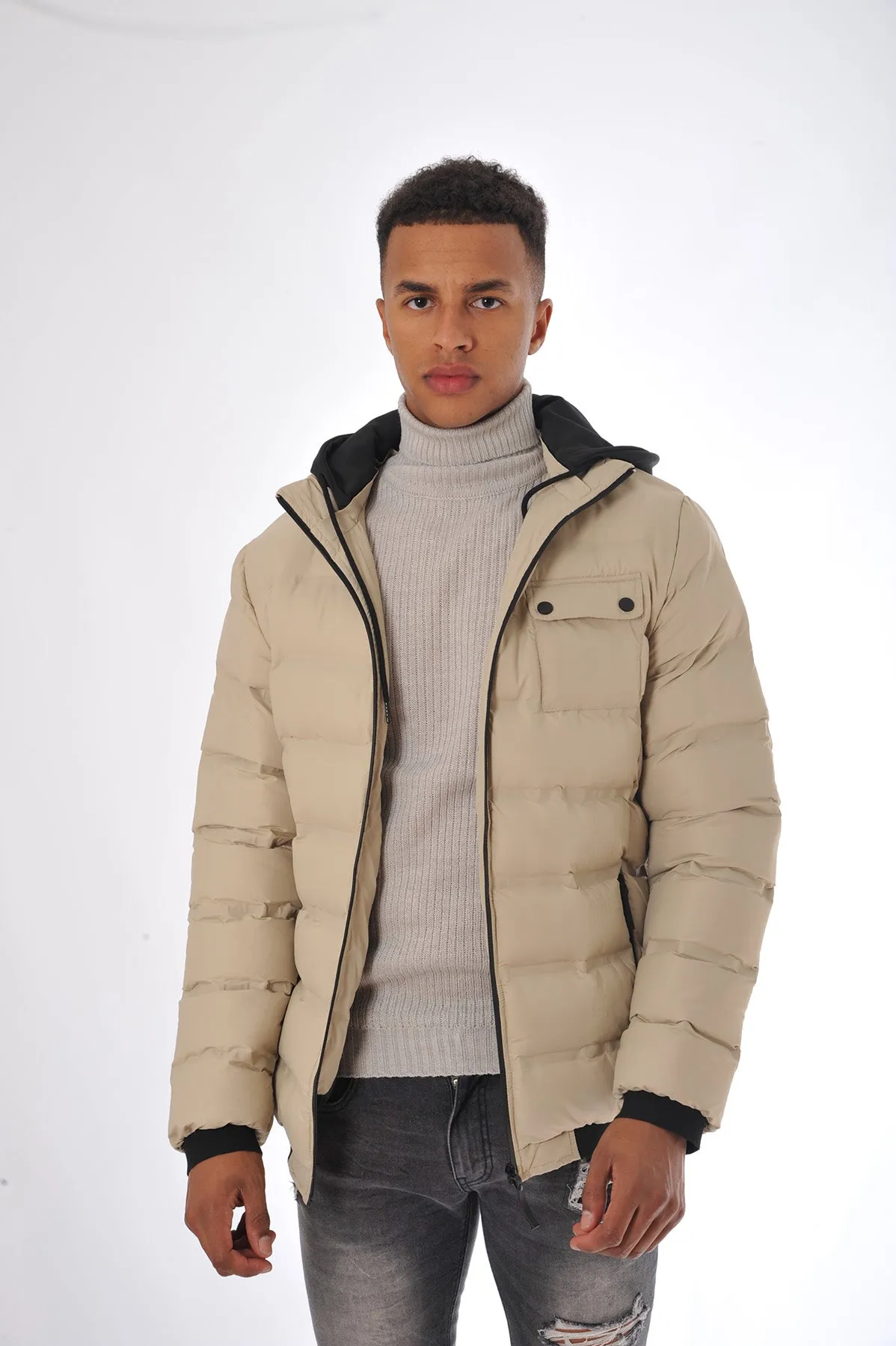 Padded Jacket with Sweater Hood