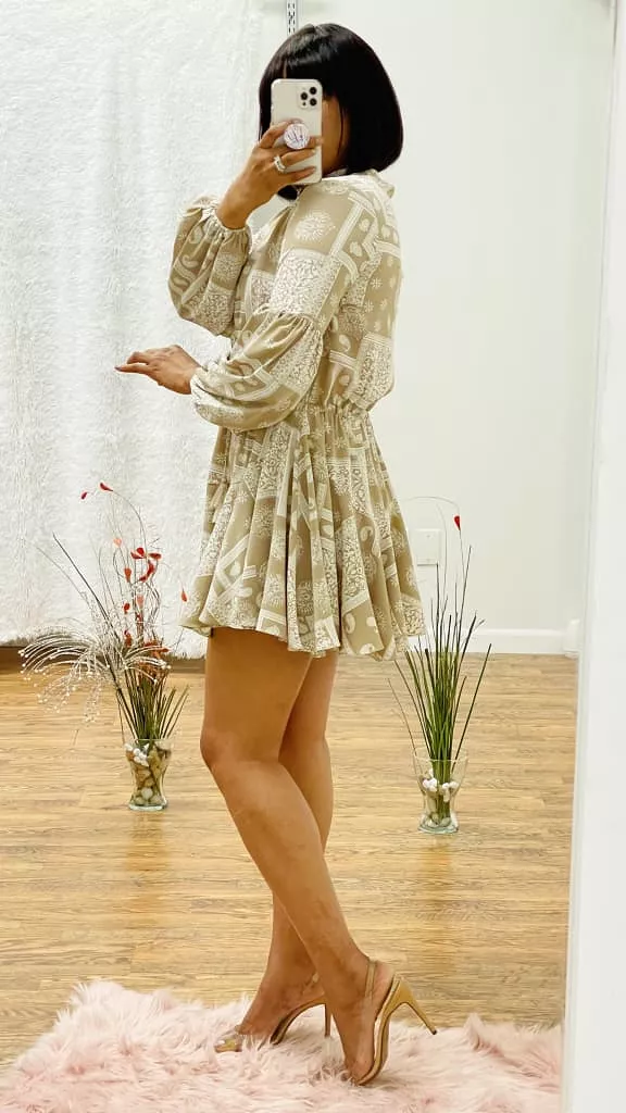 Paula puff long sleeves midi dress