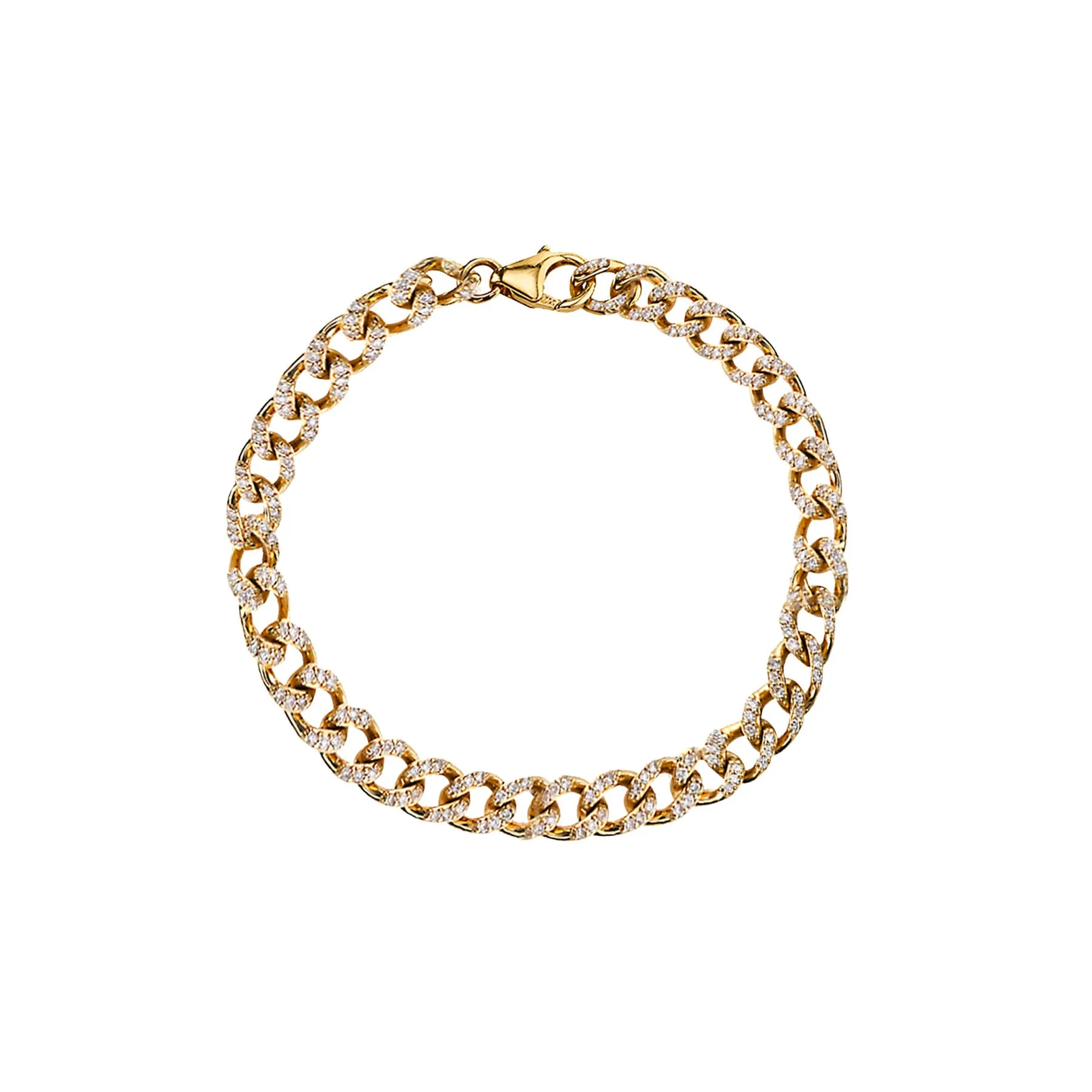 Perfect Curb Link Bracelet - White Diamond / 14k Yellow Gold