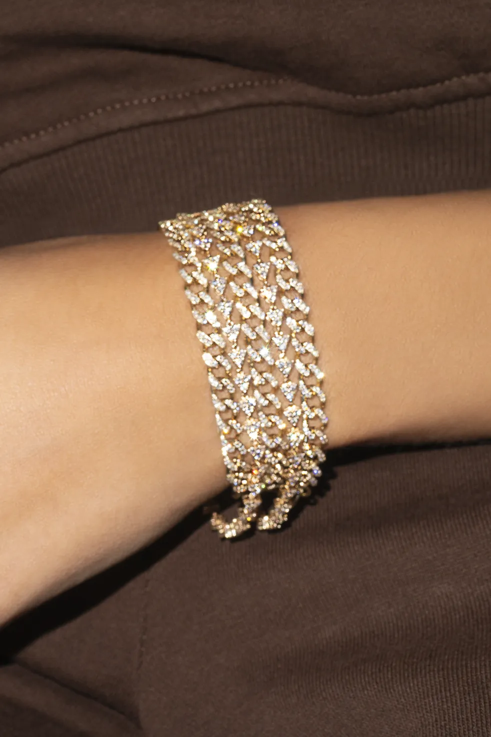 Perfect Curb Link Bracelet - White Diamond / 14k Yellow Gold