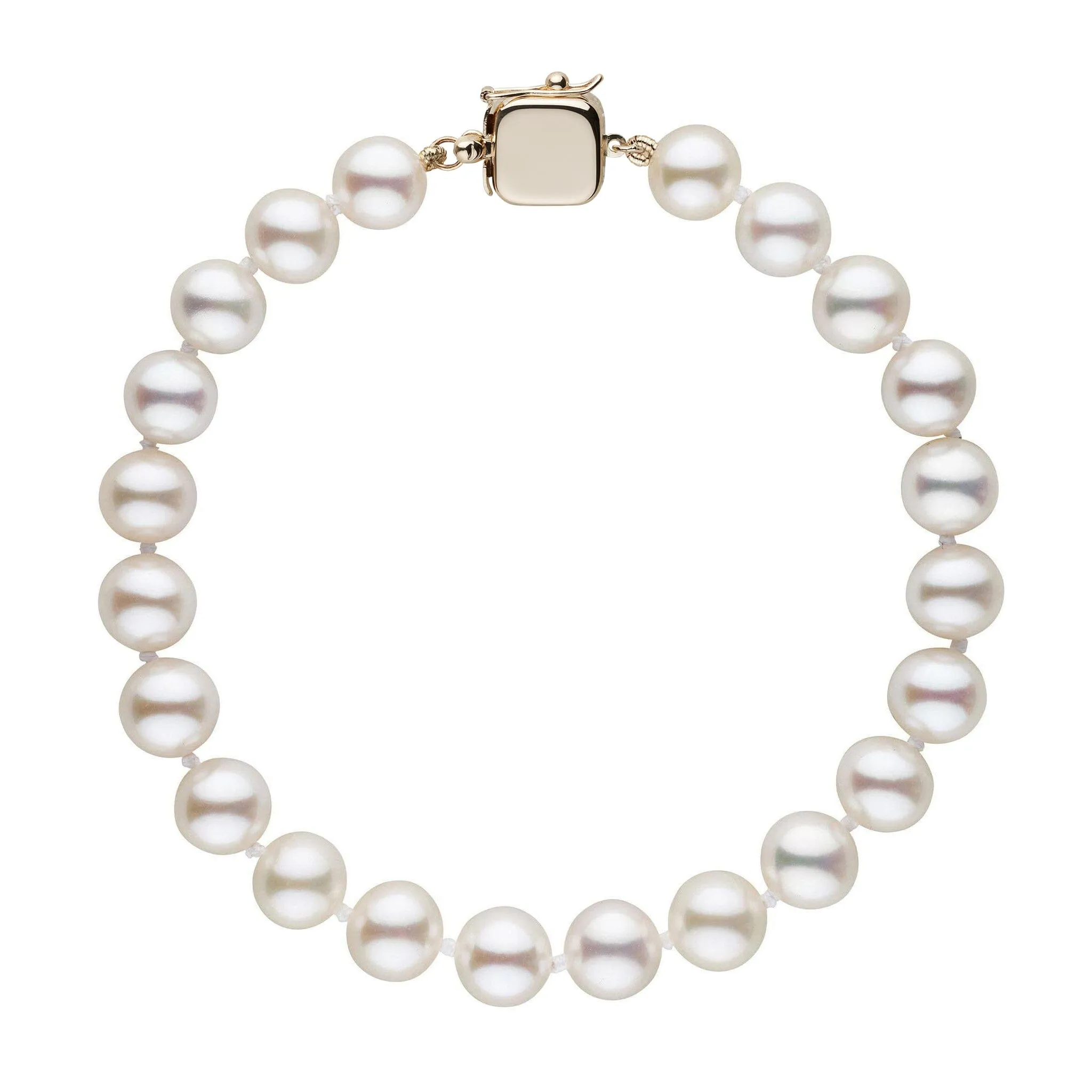 Personalized 7.5-8.0 mm AAA White Freshwater Pearl Square Clasp Bracelet