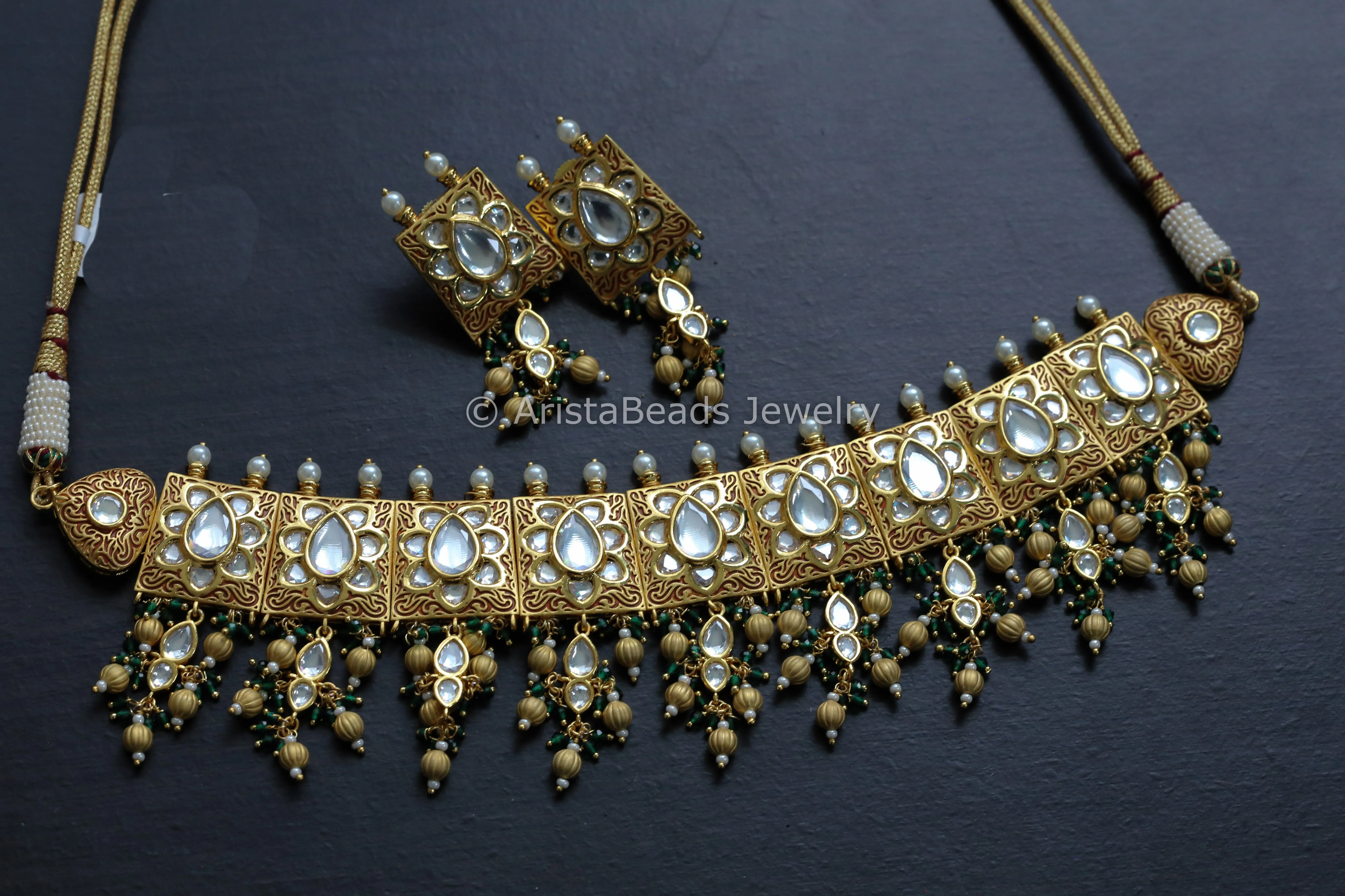 Polki Kundan Enamel Choker Set