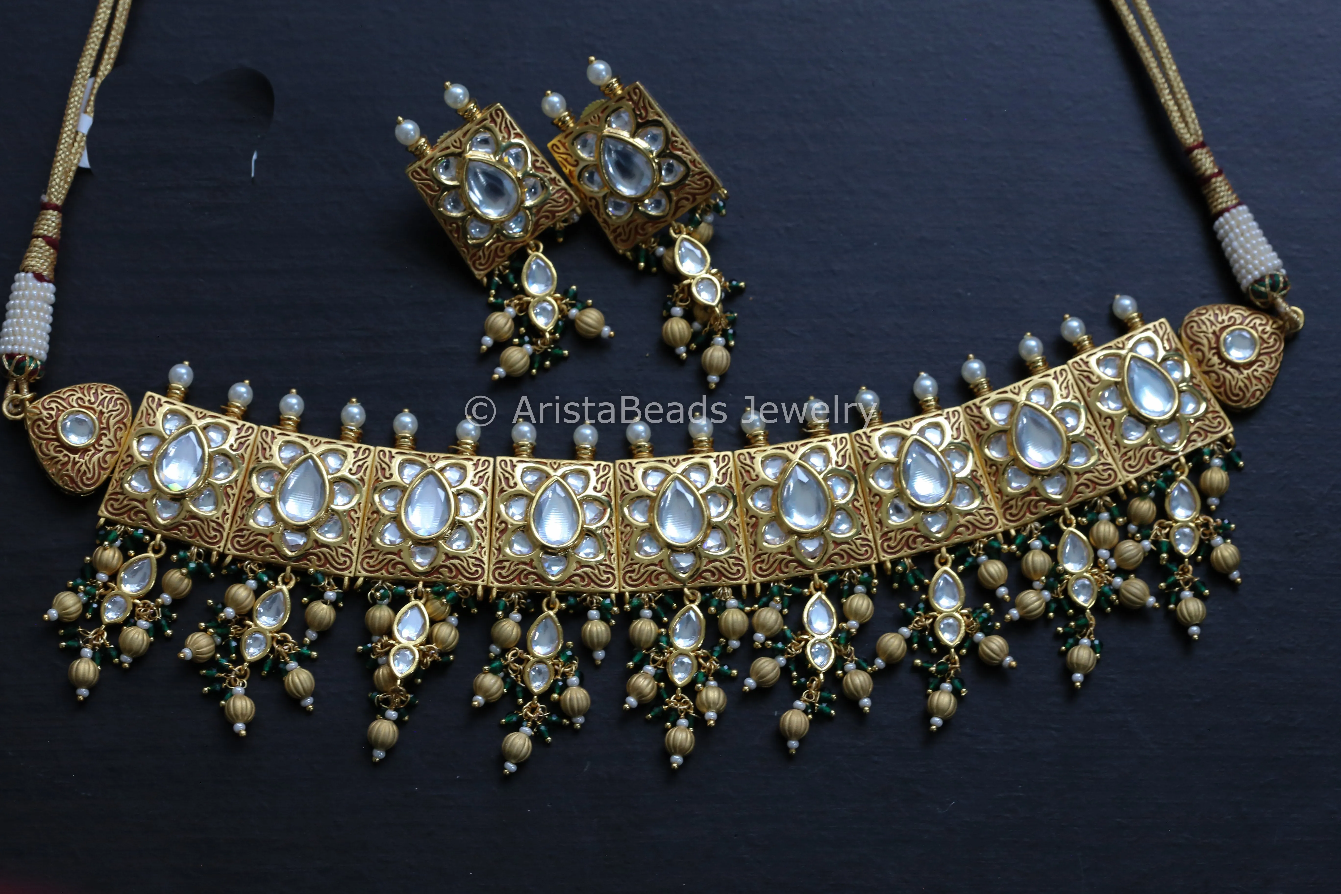 Polki Kundan Enamel Choker Set