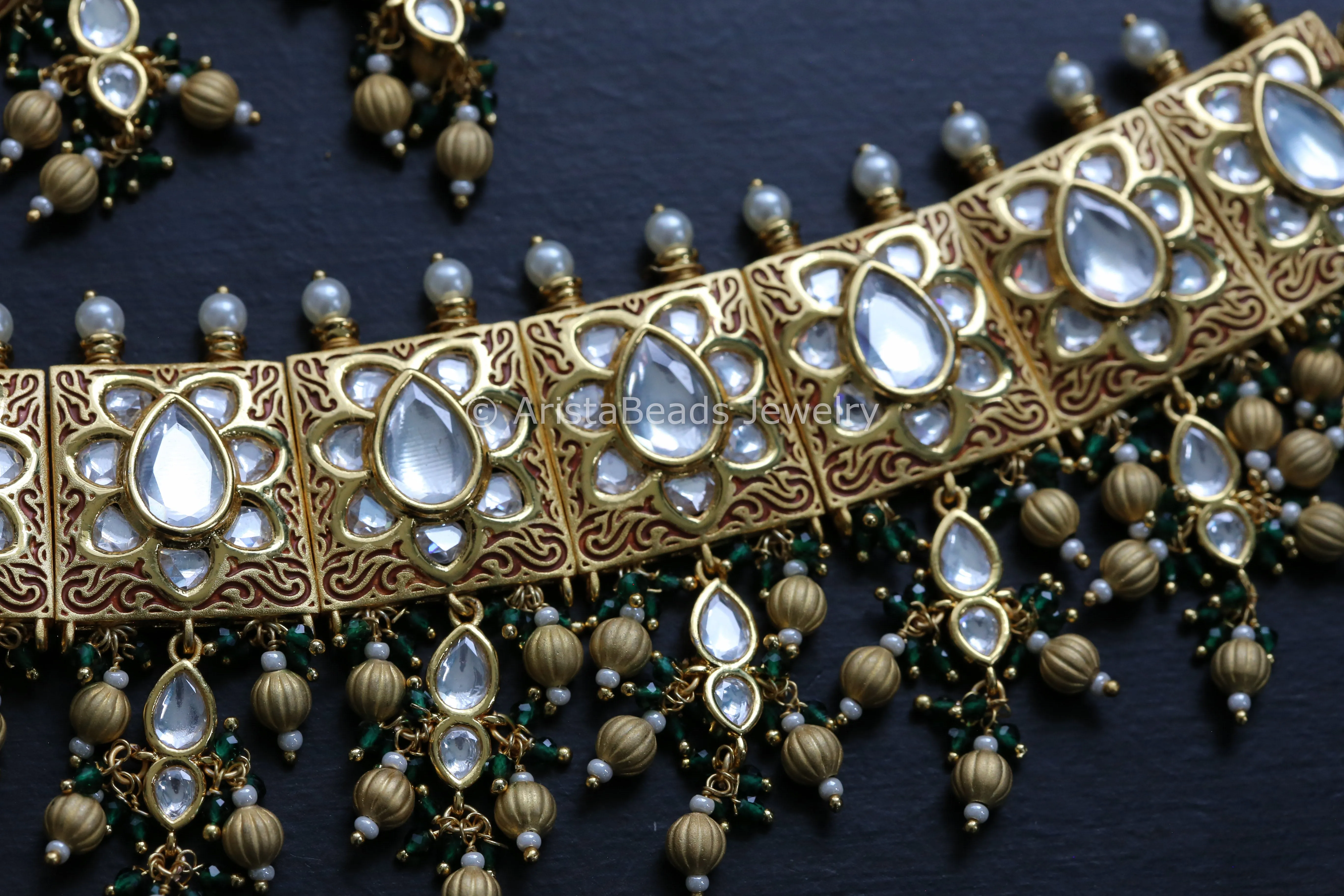 Polki Kundan Enamel Choker Set