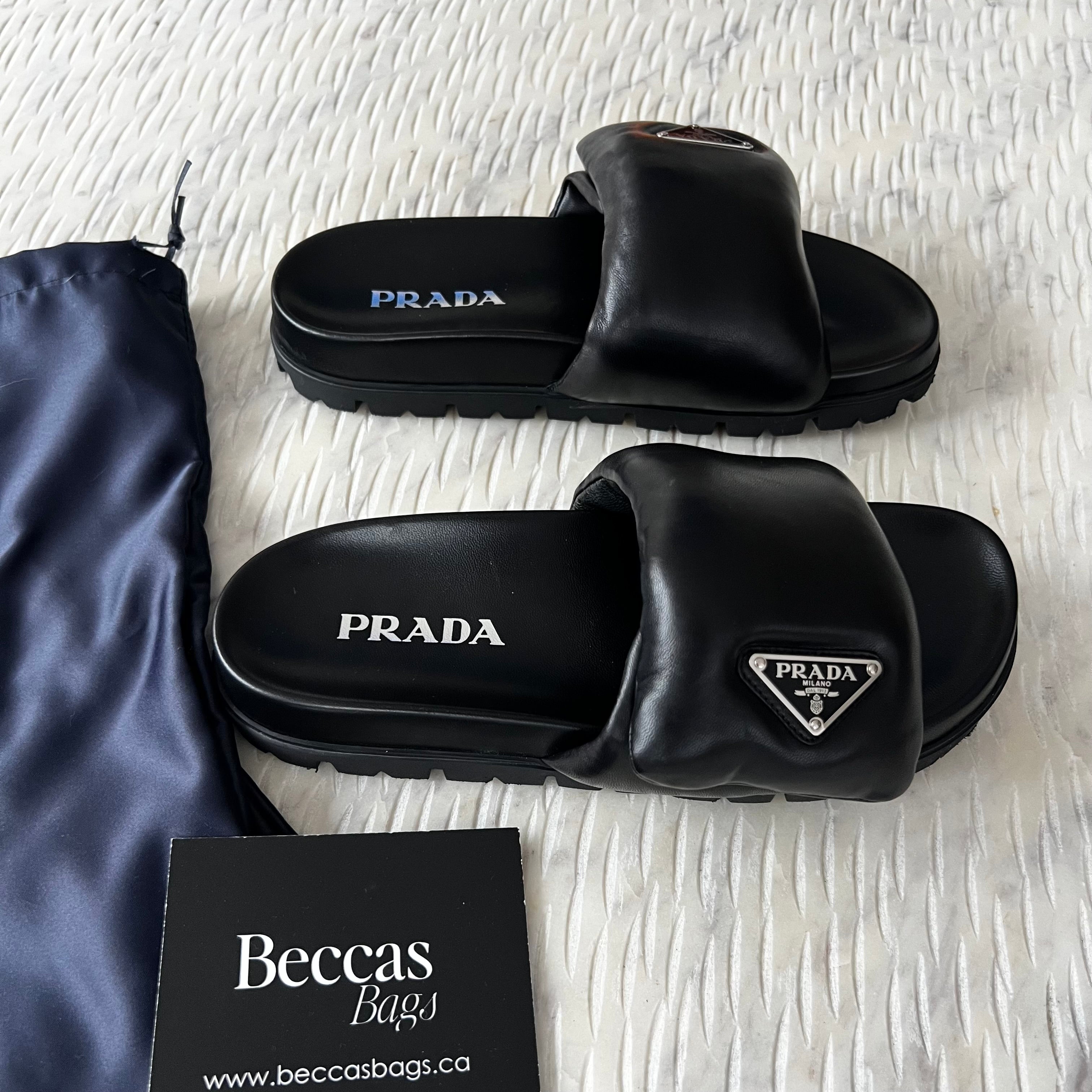 Prada Soft Nappa Padded Sandals