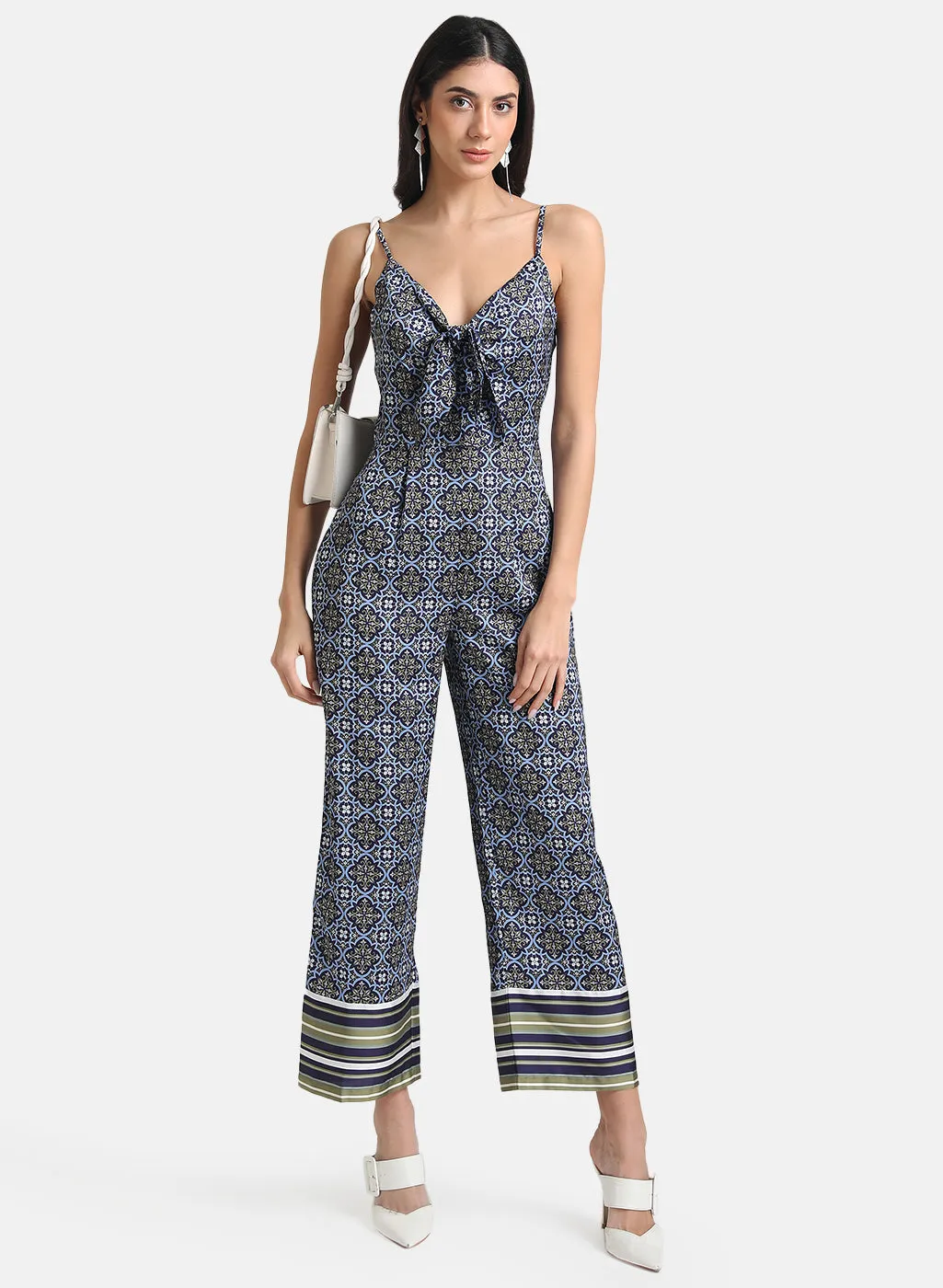 Printed Jumpsuit With Tie-Knot