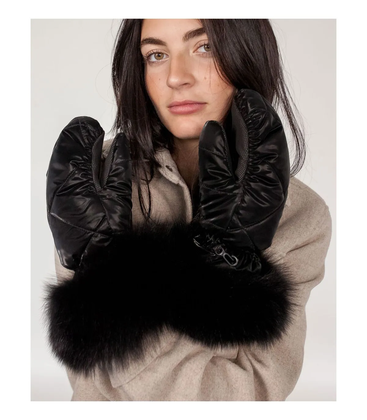 Puffer Mittens with Fox Fur Cuff at FurSource.com