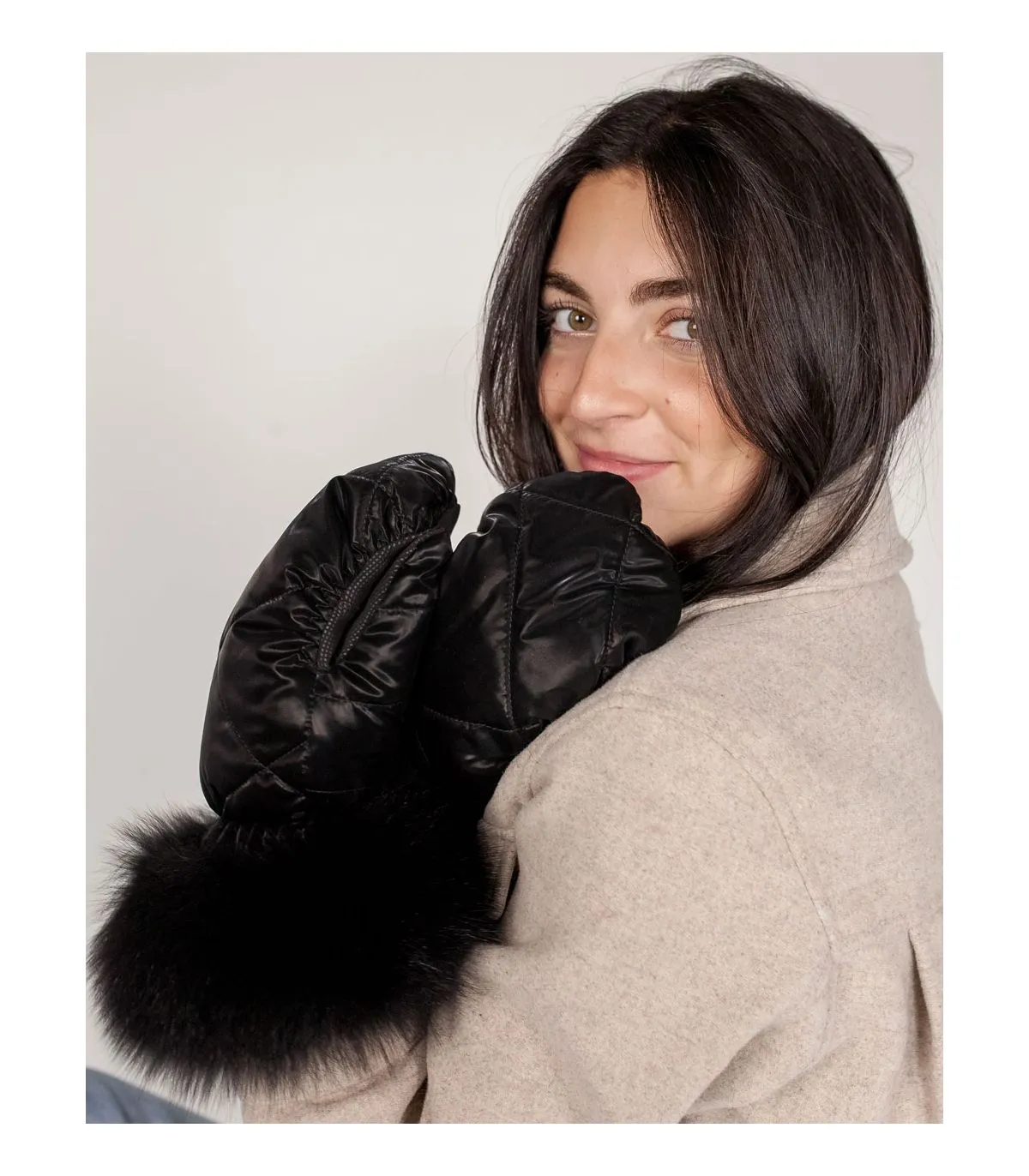 Puffer Mittens with Fox Fur Cuff at FurSource.com