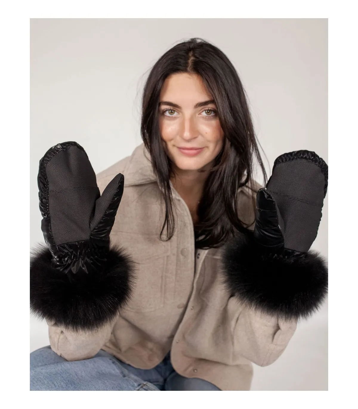 Puffer Mittens with Fox Fur Cuff at FurSource.com