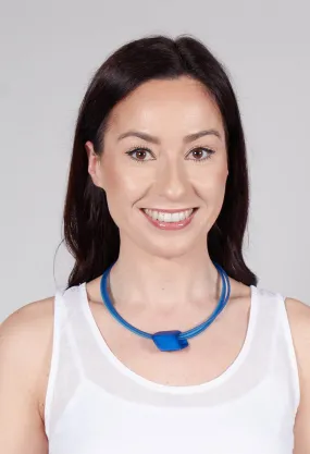 PVC Choker with Resin Square Bead in Blue