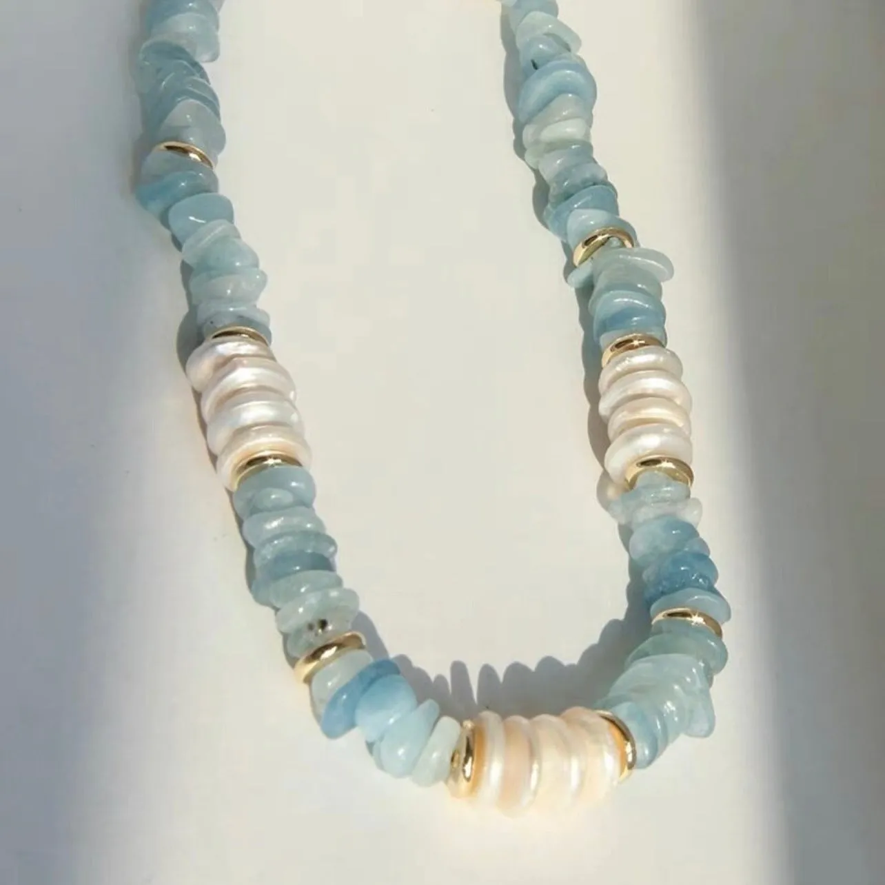 QUEENTY AQUAMARINE GEMSTONE BEADED CHOKER