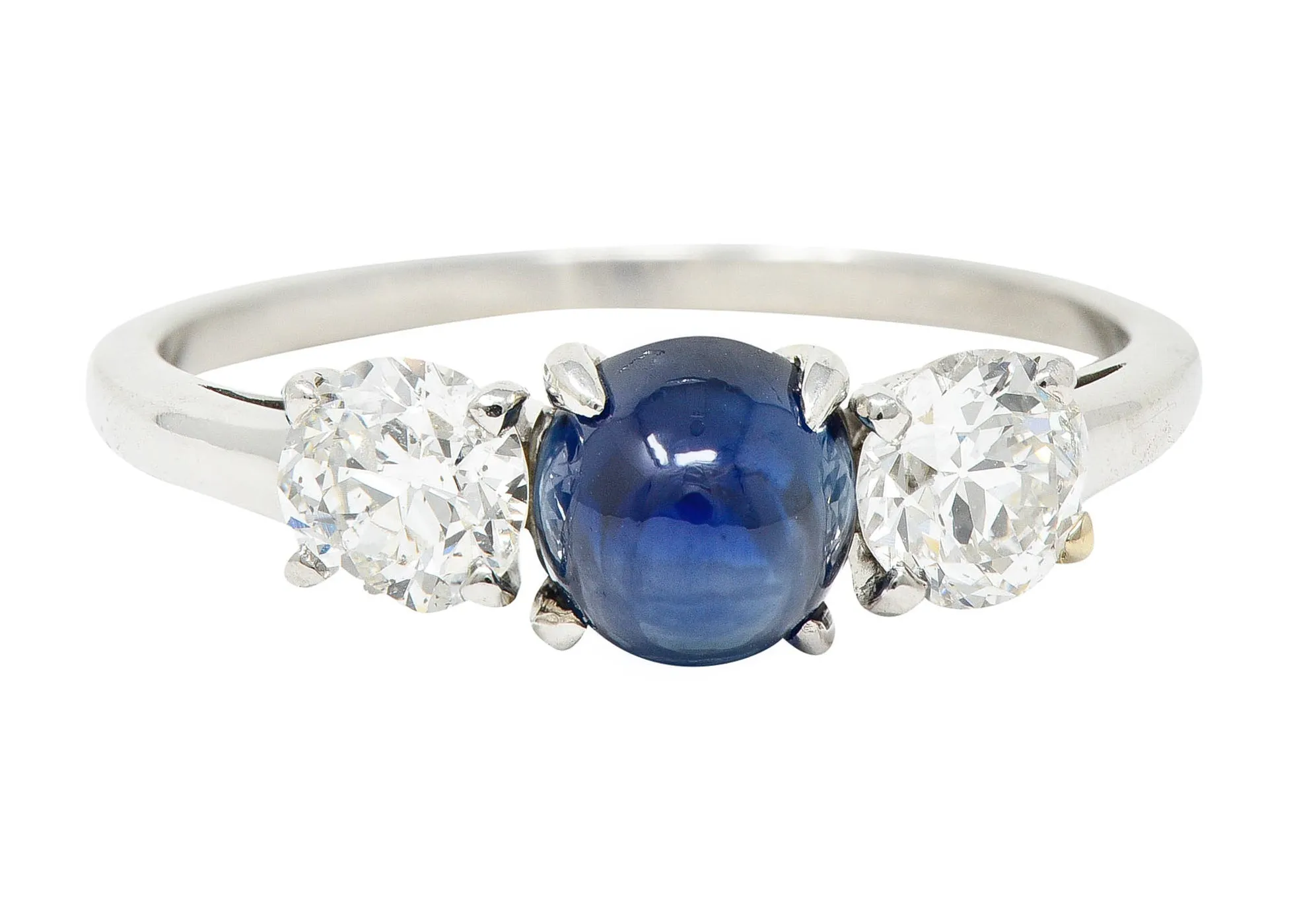 Raymond Yard 2.80 CTW No Heat Cabochon Sapphire Diamond Platinum Ring GIA